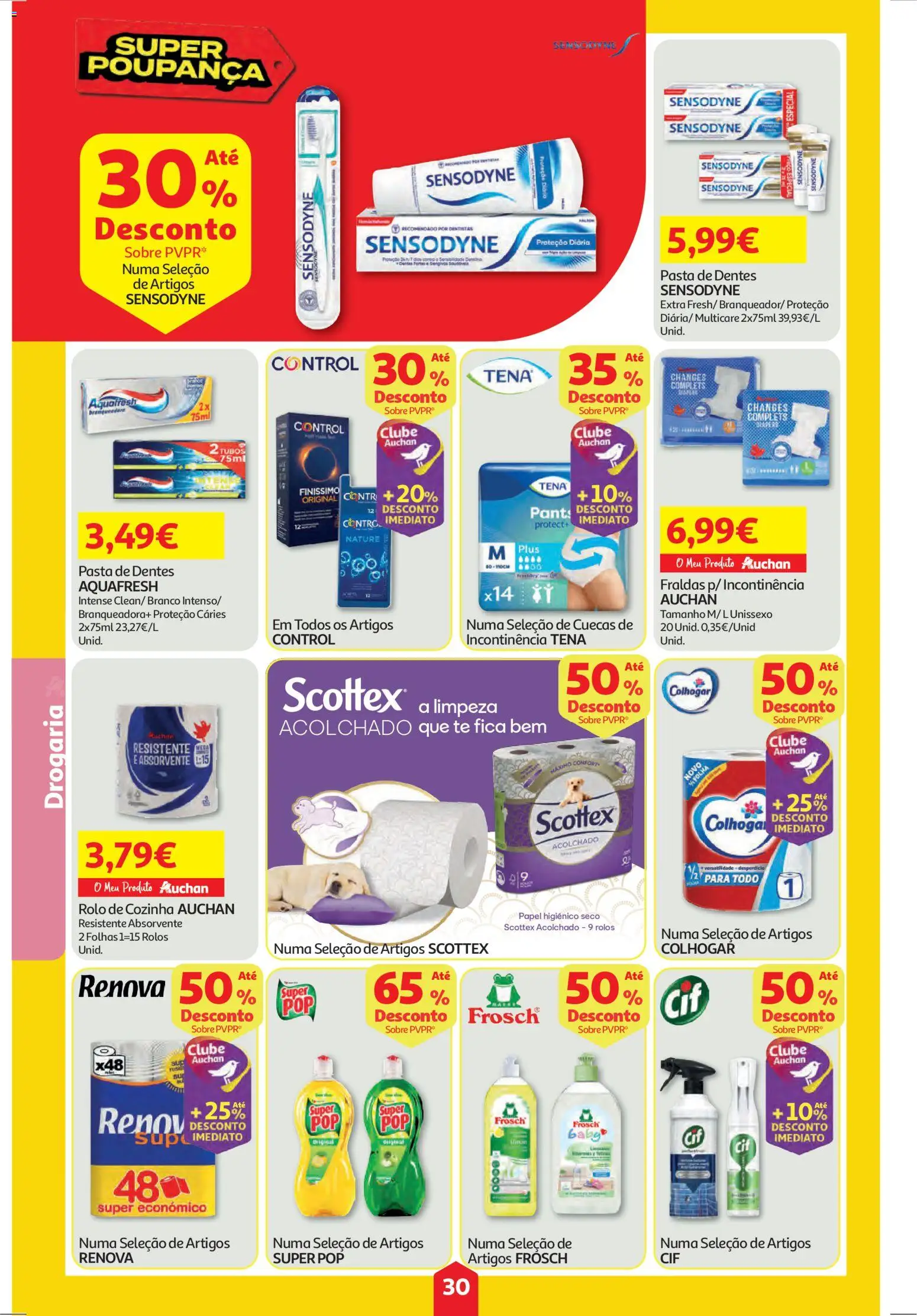 Auchan folheto │ válido de 25.12.2025 | Página: 30 | Produtos: Papel higiénico, Fraldas, Pasta de dentes, Cuecas