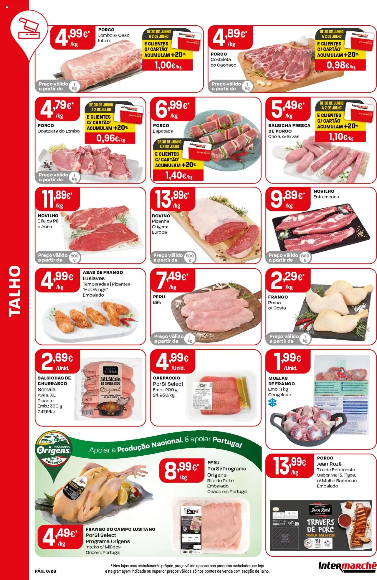 Intermarché folheto │ válido de 26.06.2025 | Página: 6 | Produtos: Asas de frango, Frango, Salsicha, Pá