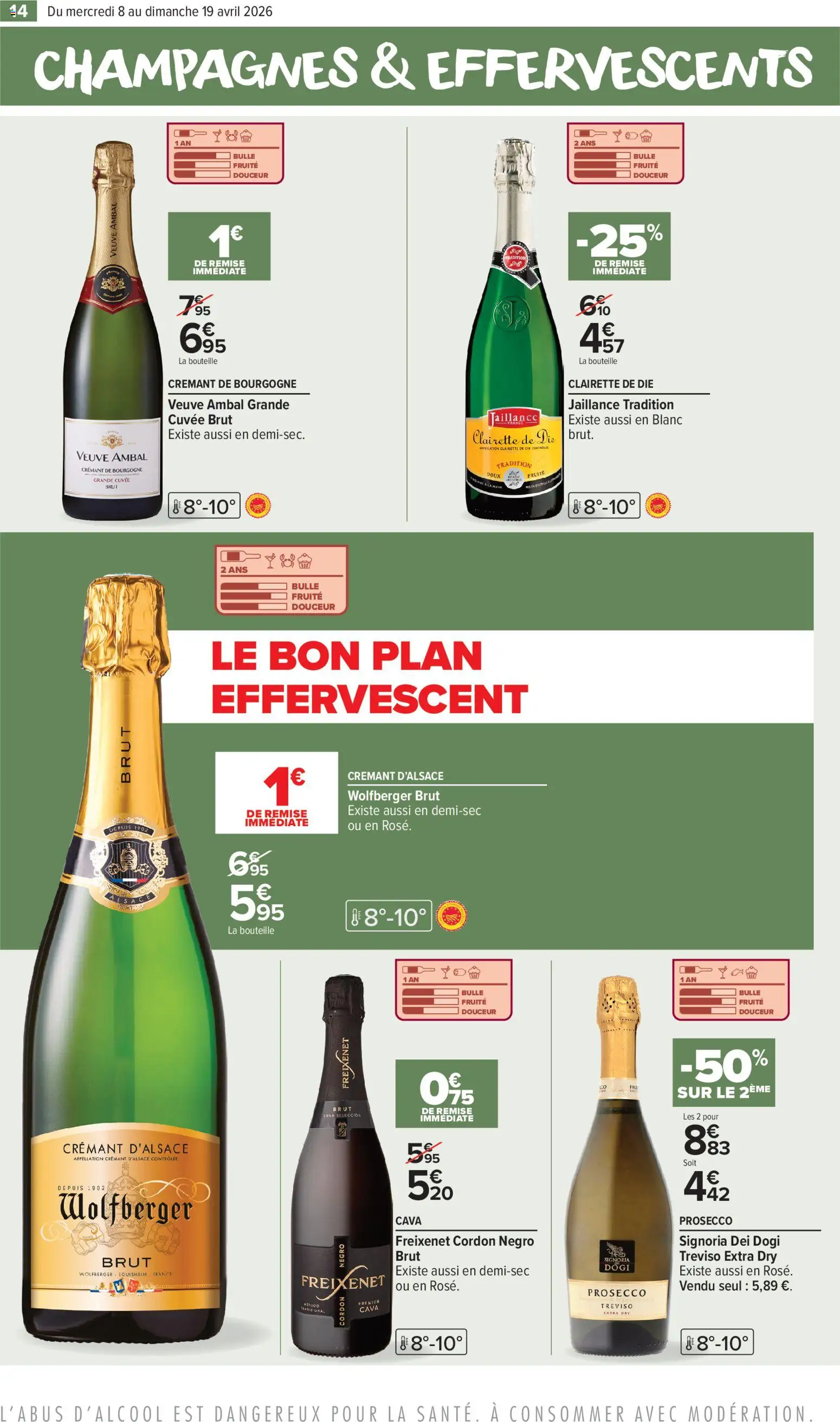 {H1} | Page: 14 | Produits: Crémant de bourgogne, Clairette de die, Freixenet, Crémant d'alsace