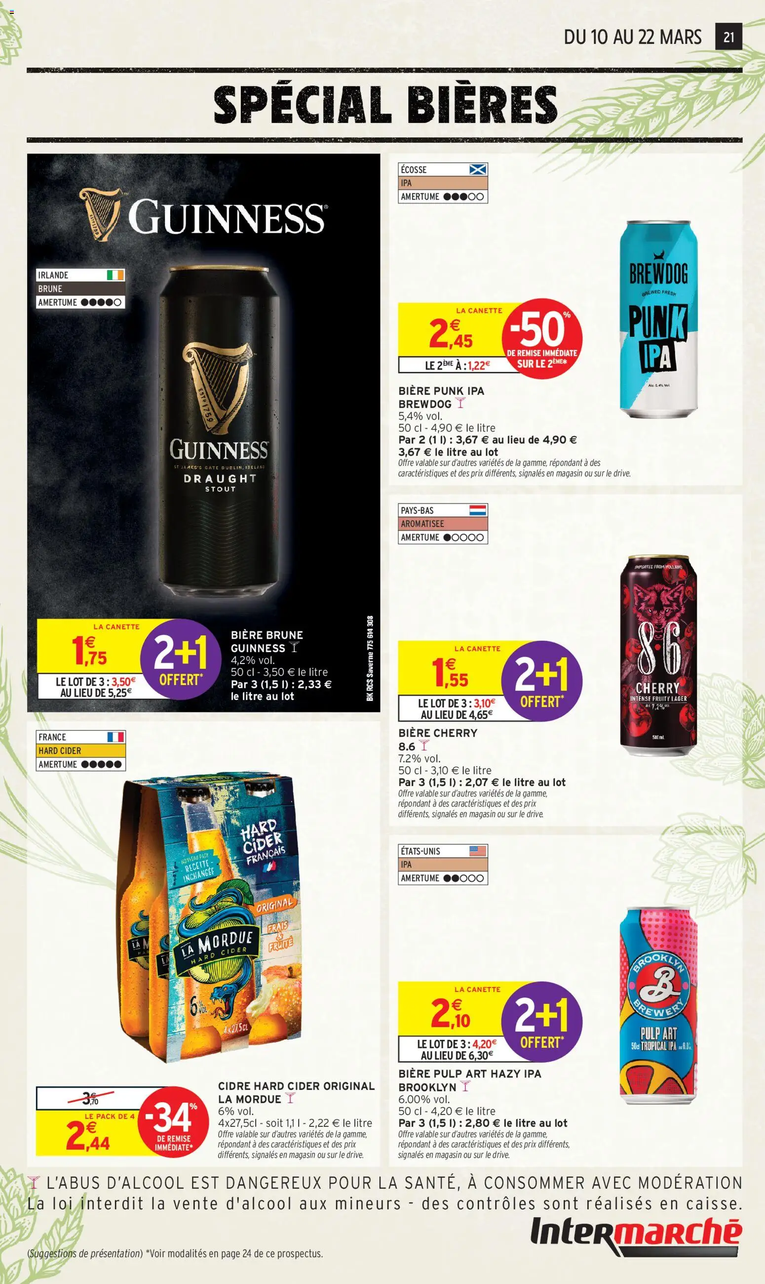 {H1} | Page: 21 | Produits: Biere brune Guinness, Cidre, Bière