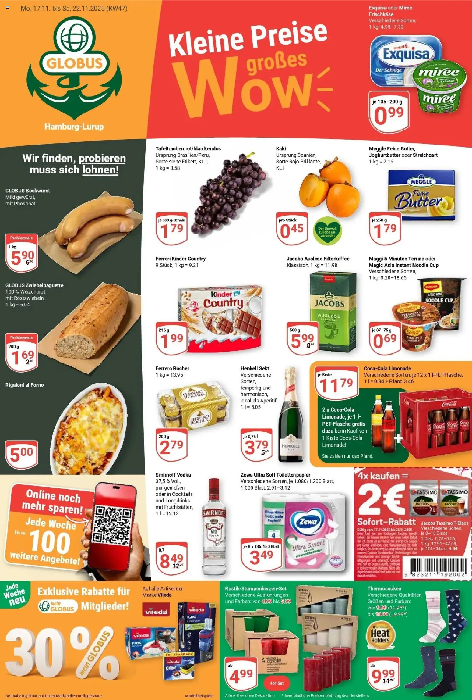 Globus prospekt Hamburg	 – gültig ab 17.11.2025 | Seite: 5 | Produkte: Butter, Limonade, Frischkase, Toilettenpapier