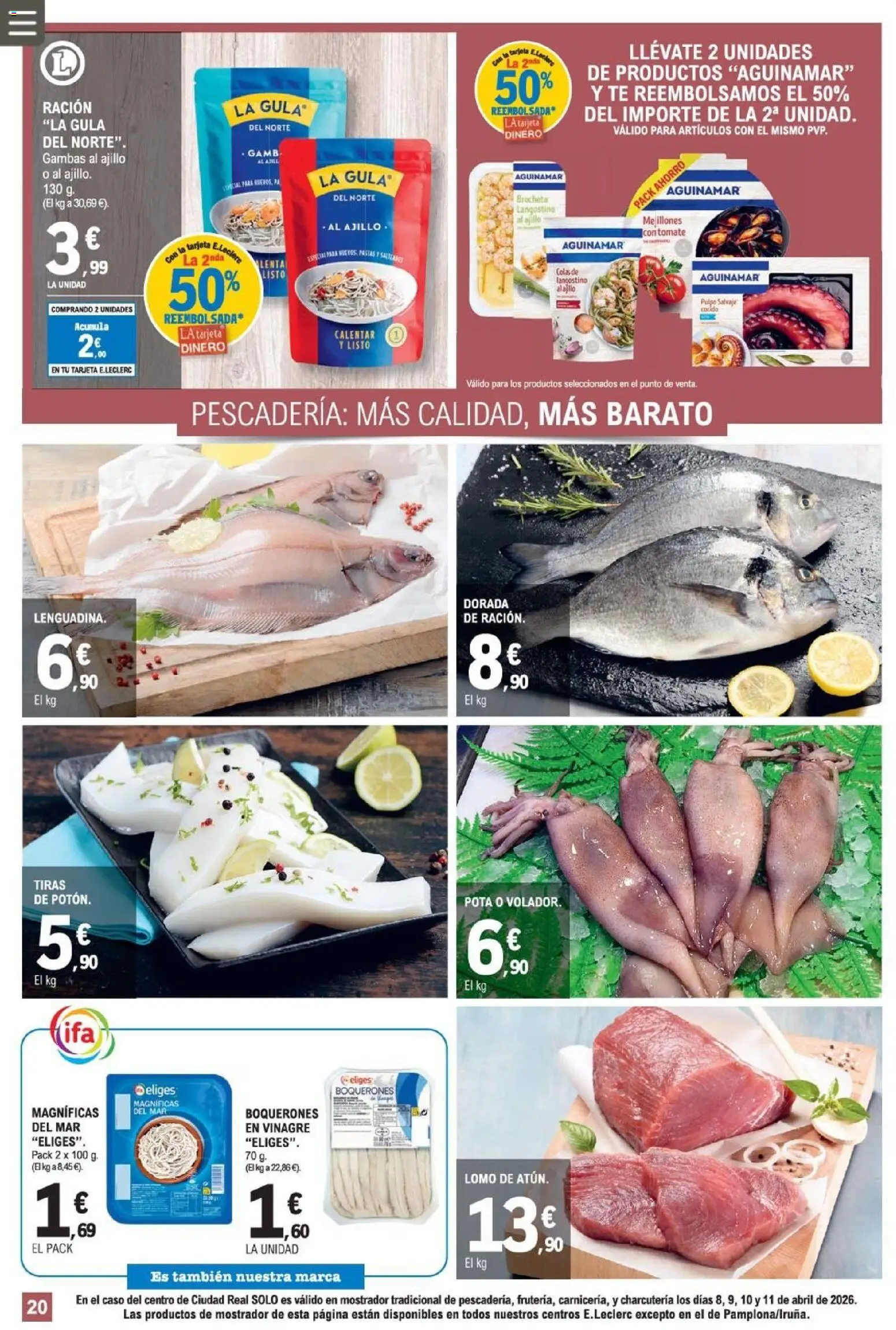 E.Leclerc folleto │ válido desde el 08.04.2026 | Página: 20 | Productos: Té, Δεξαμενή, Langostino