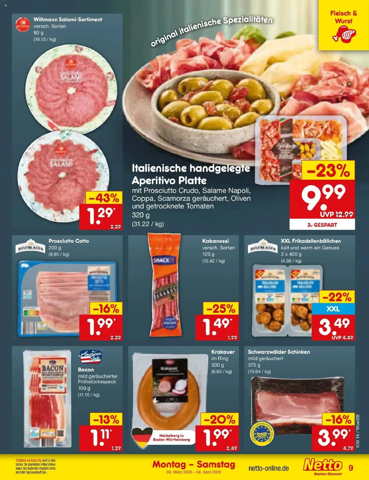 Netto Marken-Discount Prospekt Katzweiler	 – gültig ab 30.03.2026 | Seite: 9 | Produkte: Tomaten, Wurst, Salami, Fleisch
