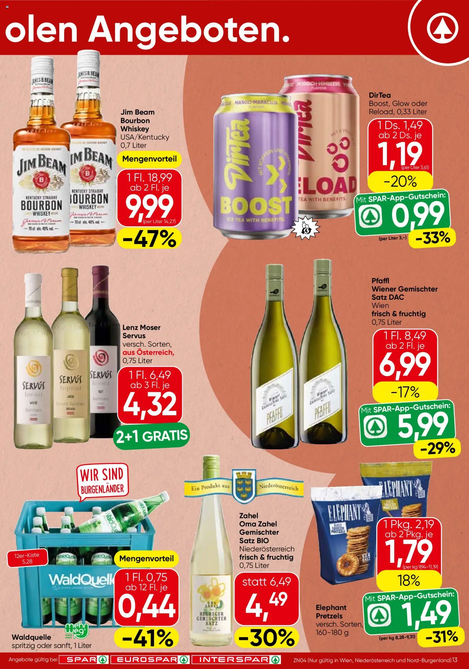 Spar Flugblatt - Burgenland gültig ab 23.04.2026 | Seite: 13 | Produkte: Whiskey, Bourbon