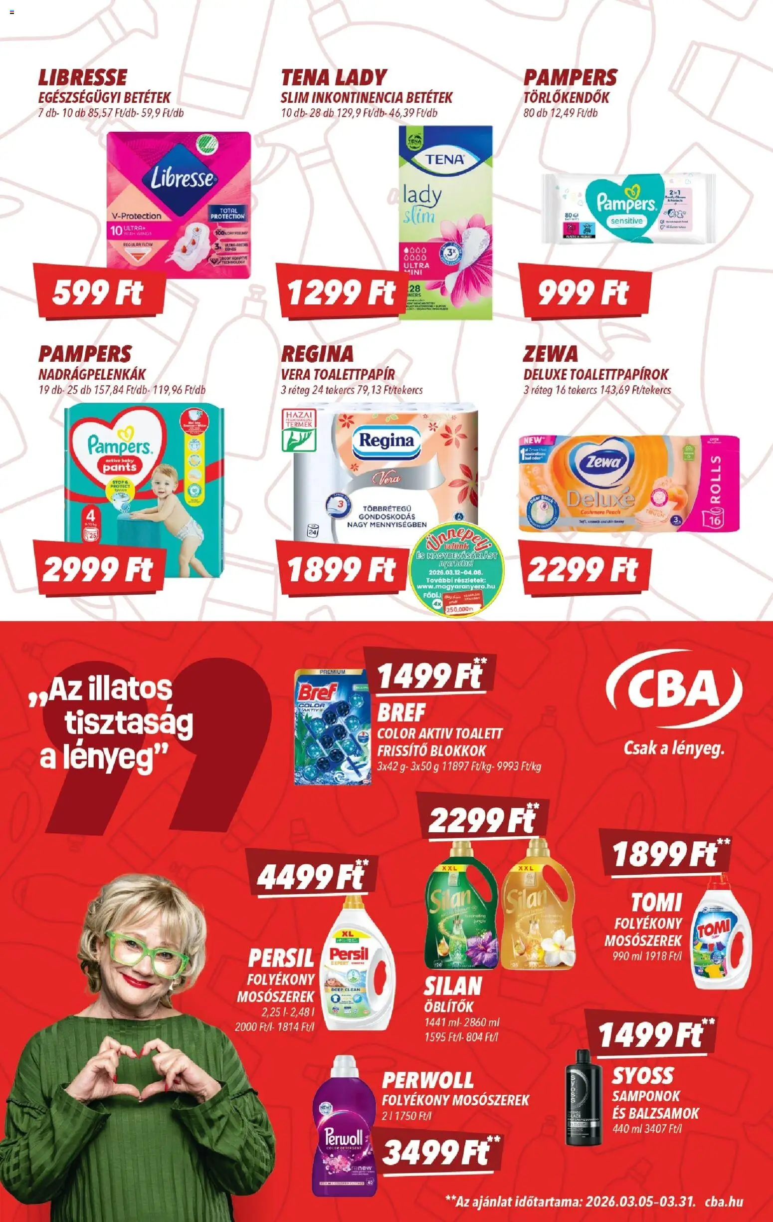 CBA akciós ujság - amely érvényes a következő dátumtól: 19.03.2026 | Oldal: 11 | Termékek: Pampers, Persil, Mosószerek, Hal