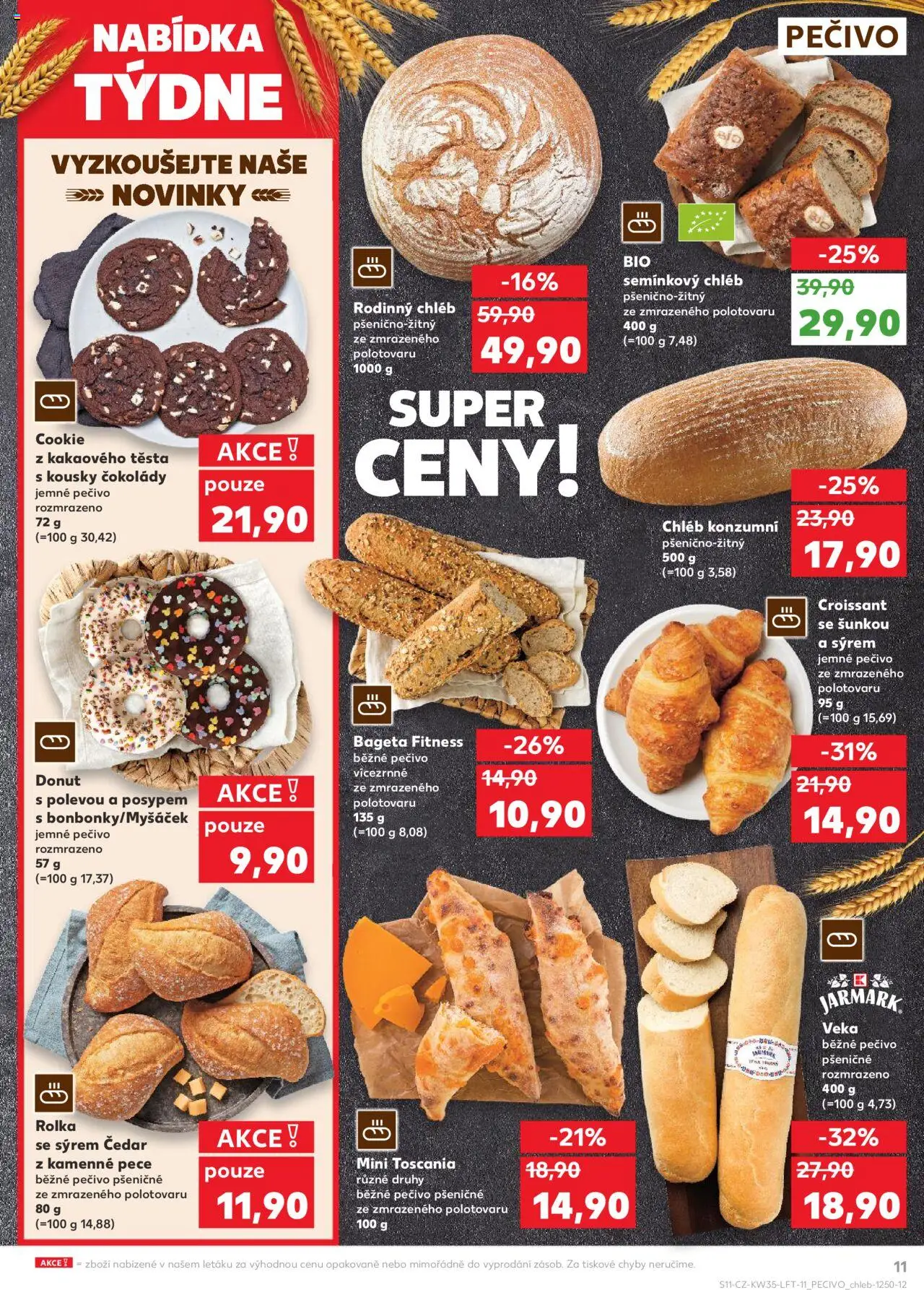 Kaufland leták - Plzeň Bory od 27.08.2025 | Strana: 11 | Produkty: Donut, Chléb, Pečivo, Čedar