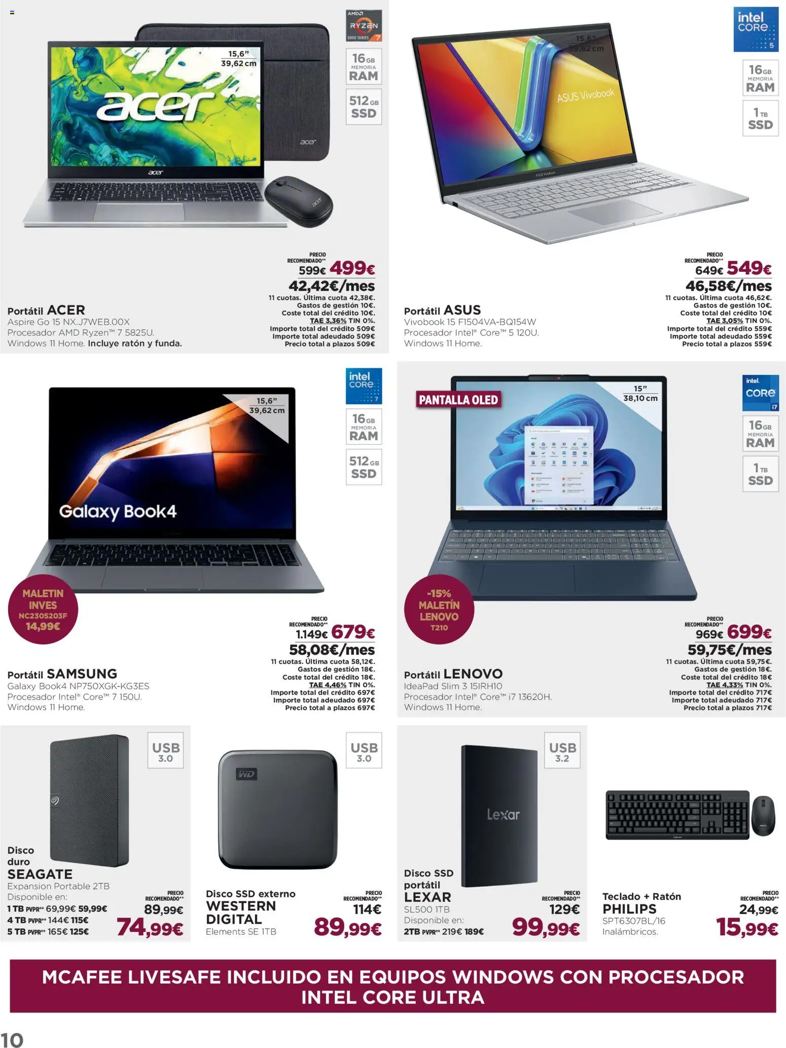 El Corte Inglés ofertas │ válido desde el 02.12.2025 | Página: 10 | Productos: Portátil Lenovo, Teclado, Disco