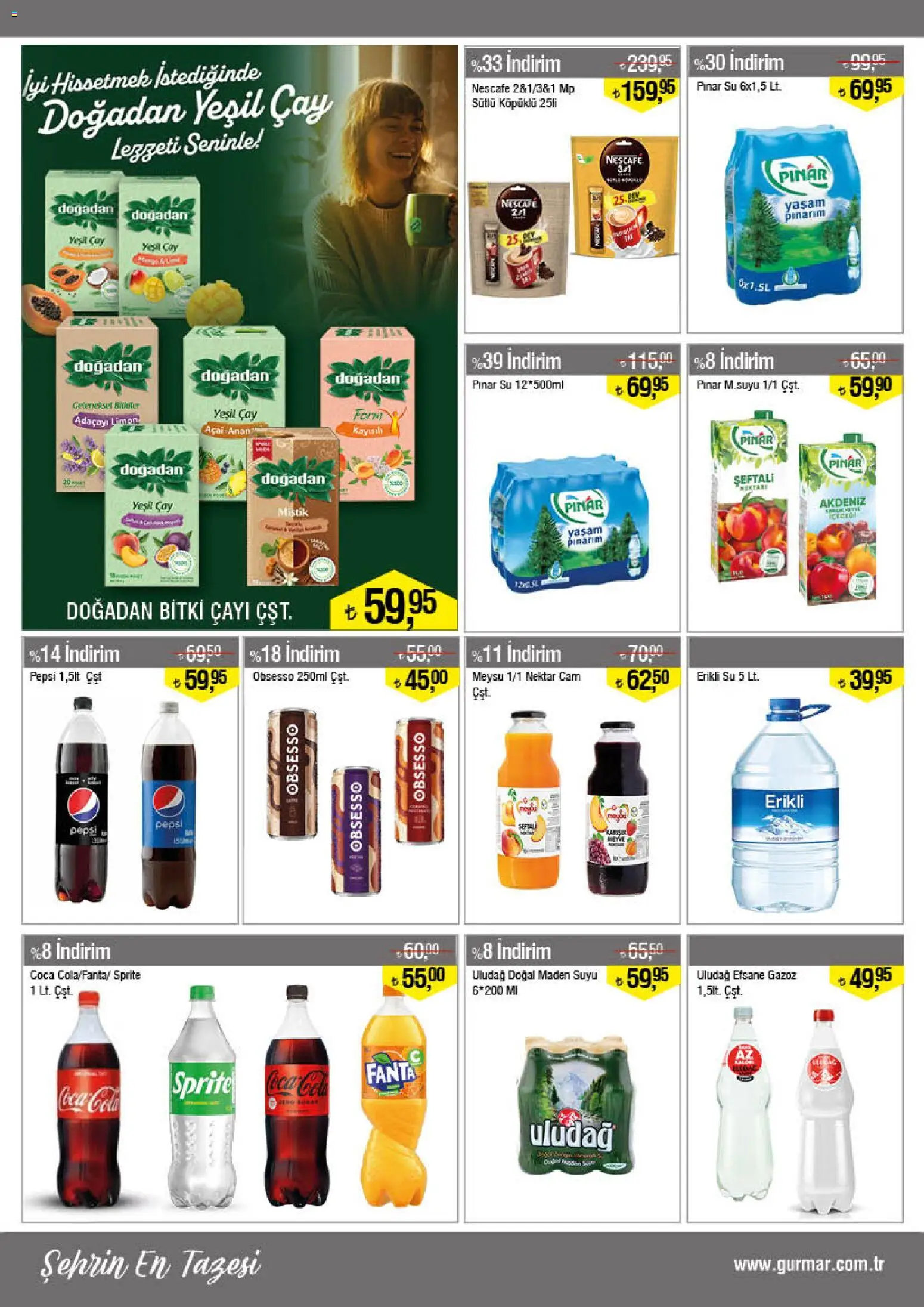 Gürmar Katalog - 16.03.2026 tarihinden itibaren geçerlidir | Sayfa: 9 | Ürünler: Çay, Şeftali, Maden suyu, Sprite