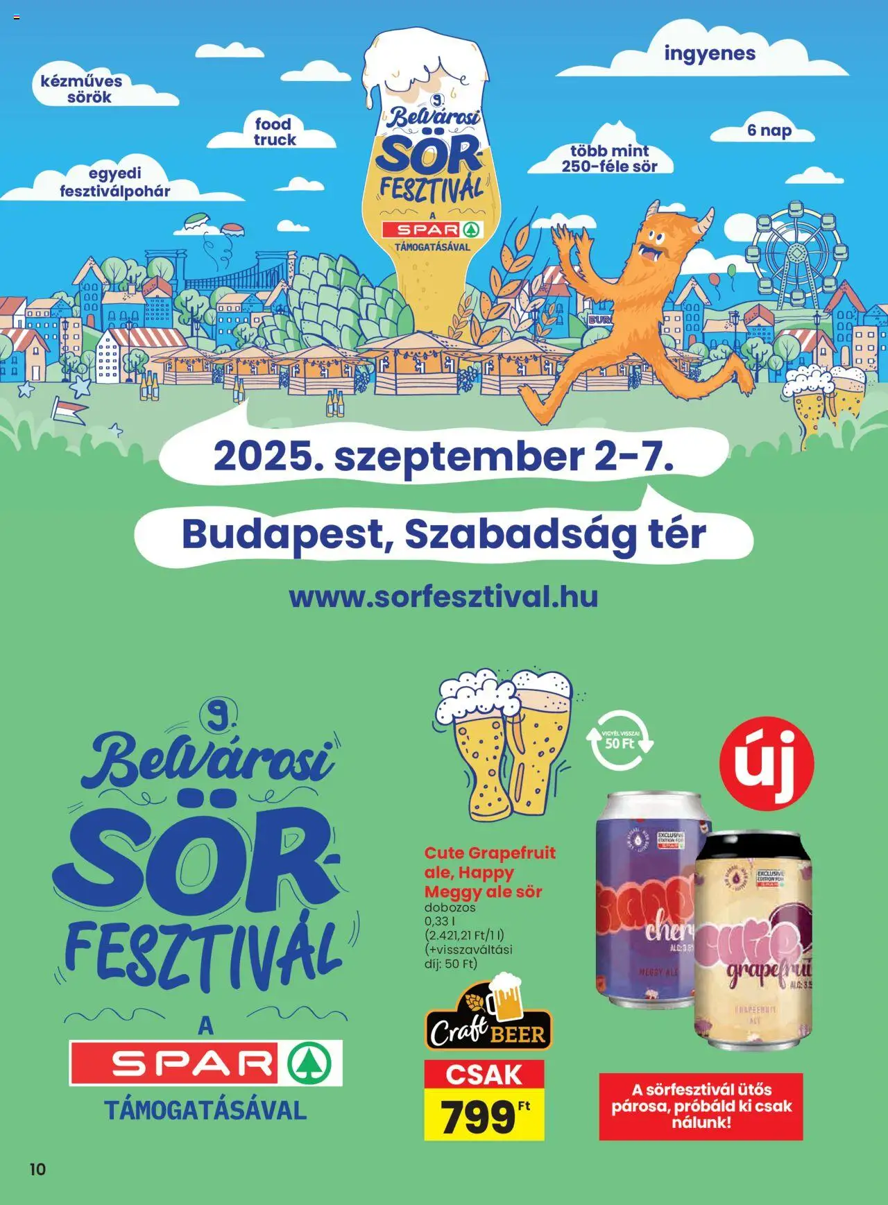 Spar akciós ujság - amely érvényes a következő dátumtól: 07.08.2025 | Oldal: 10 | Termékek: Meggy, Sör, Grapefruit