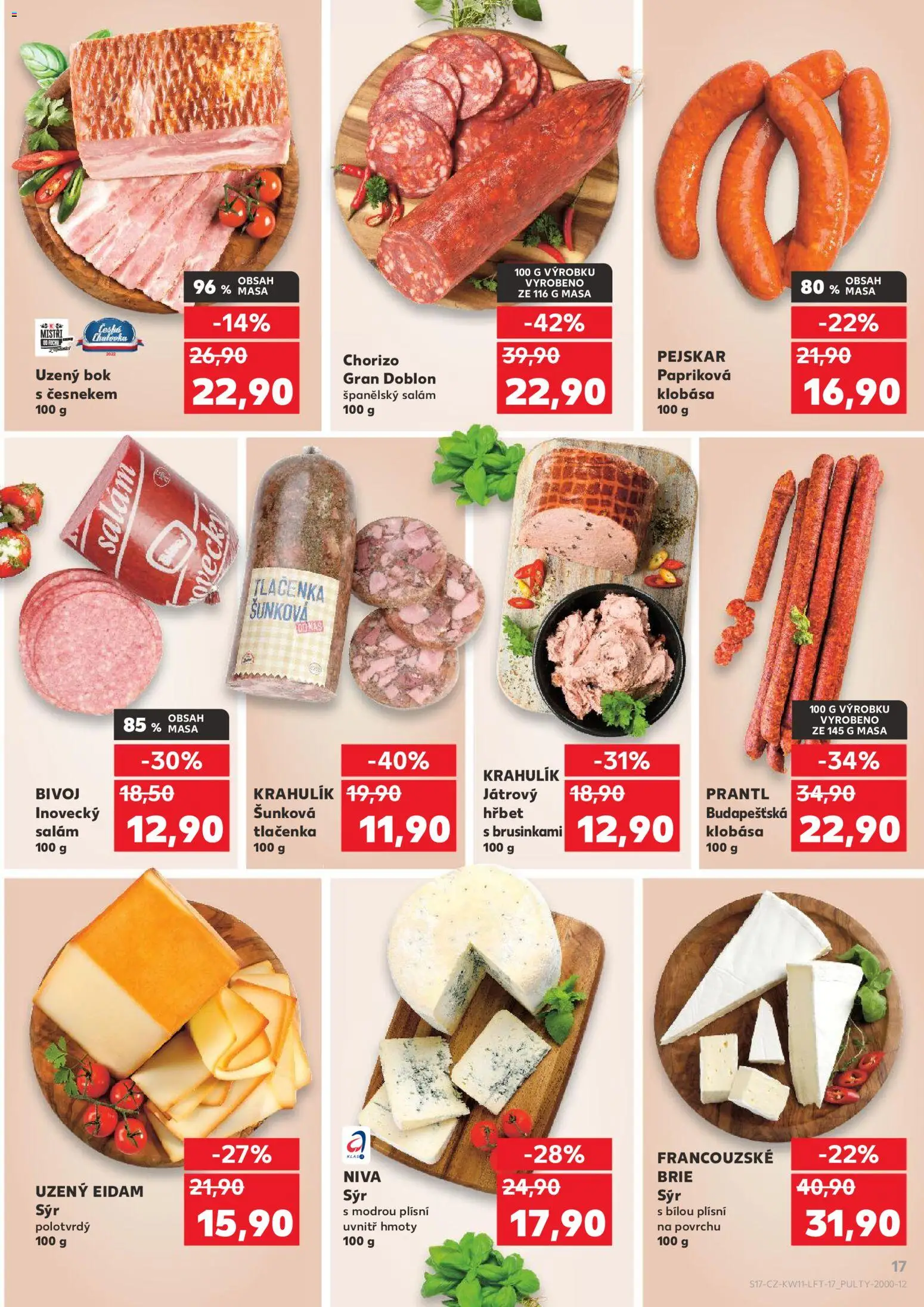 Kaufland leták od 11.03.2026 | Strana: 17 | Produkty: Sýr, Klobása, Tlačenka, Brie