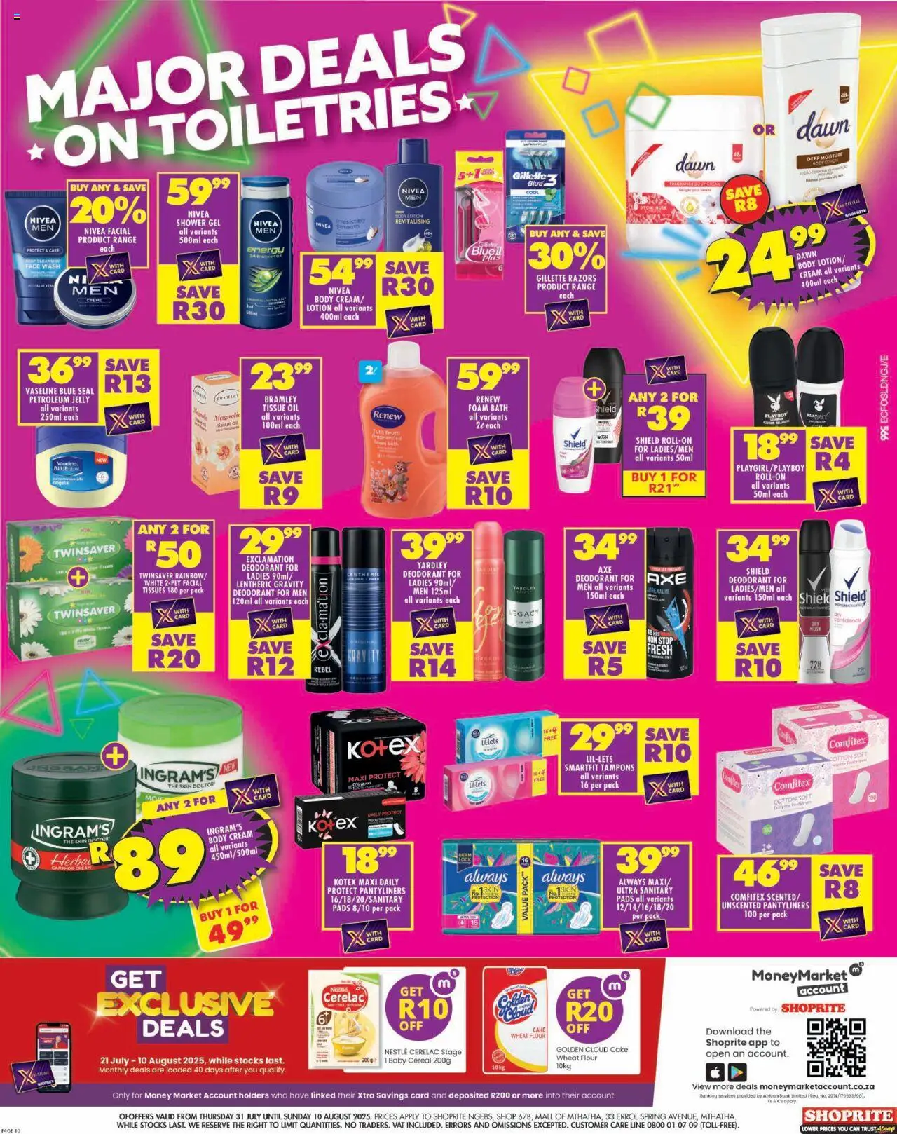 Shoprite Eastern Cape - Major Deals Grand Opening Ngebs │ valid from 31.07.2025 | Page: 10 | Products: Tissue oil, Flour, Body cream, Shower gel