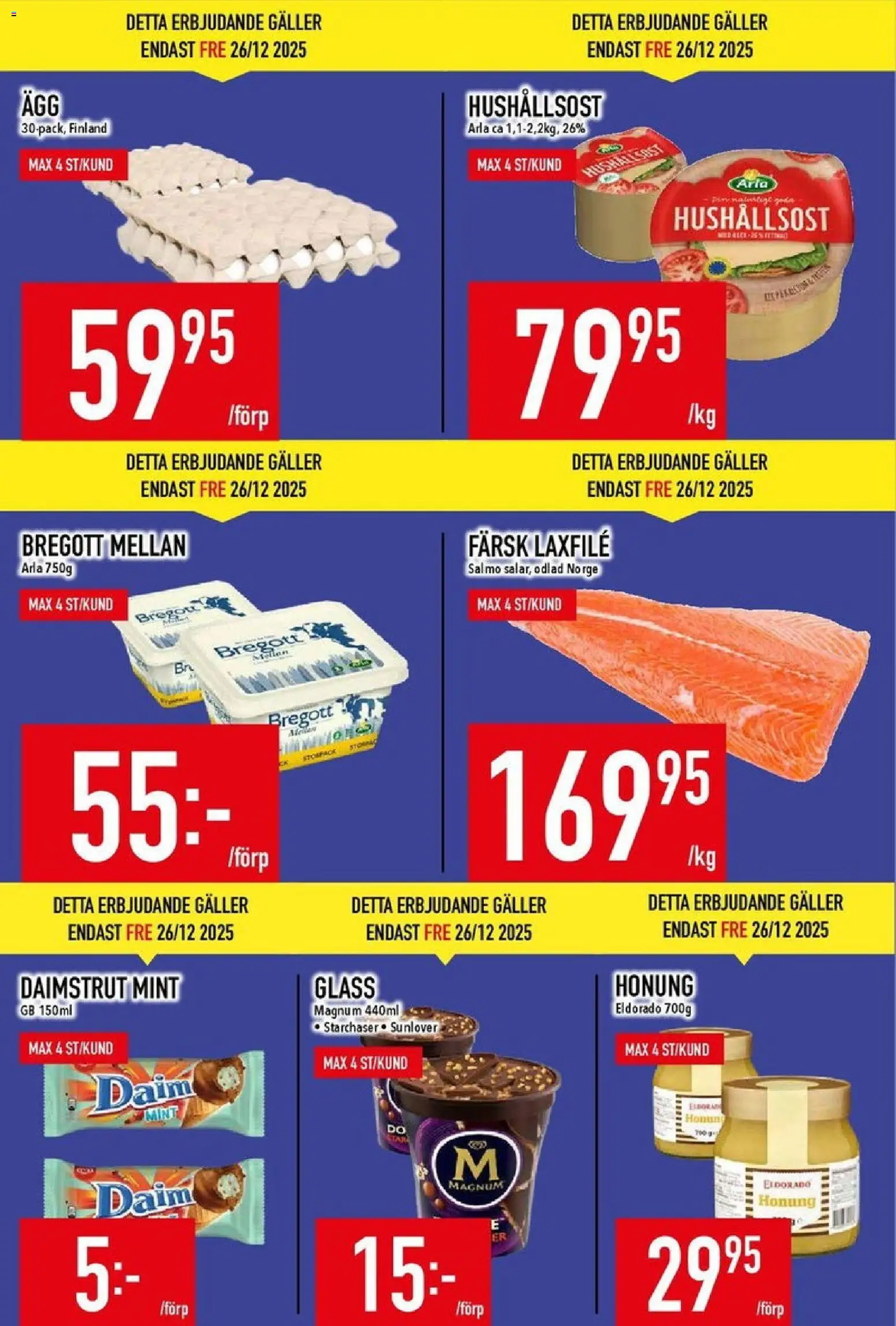 Matdax reklamblad aktuell från 22.12.2025 | Sida: 8 | Produkter: Galler, Hushållsost, Bregott, Glass