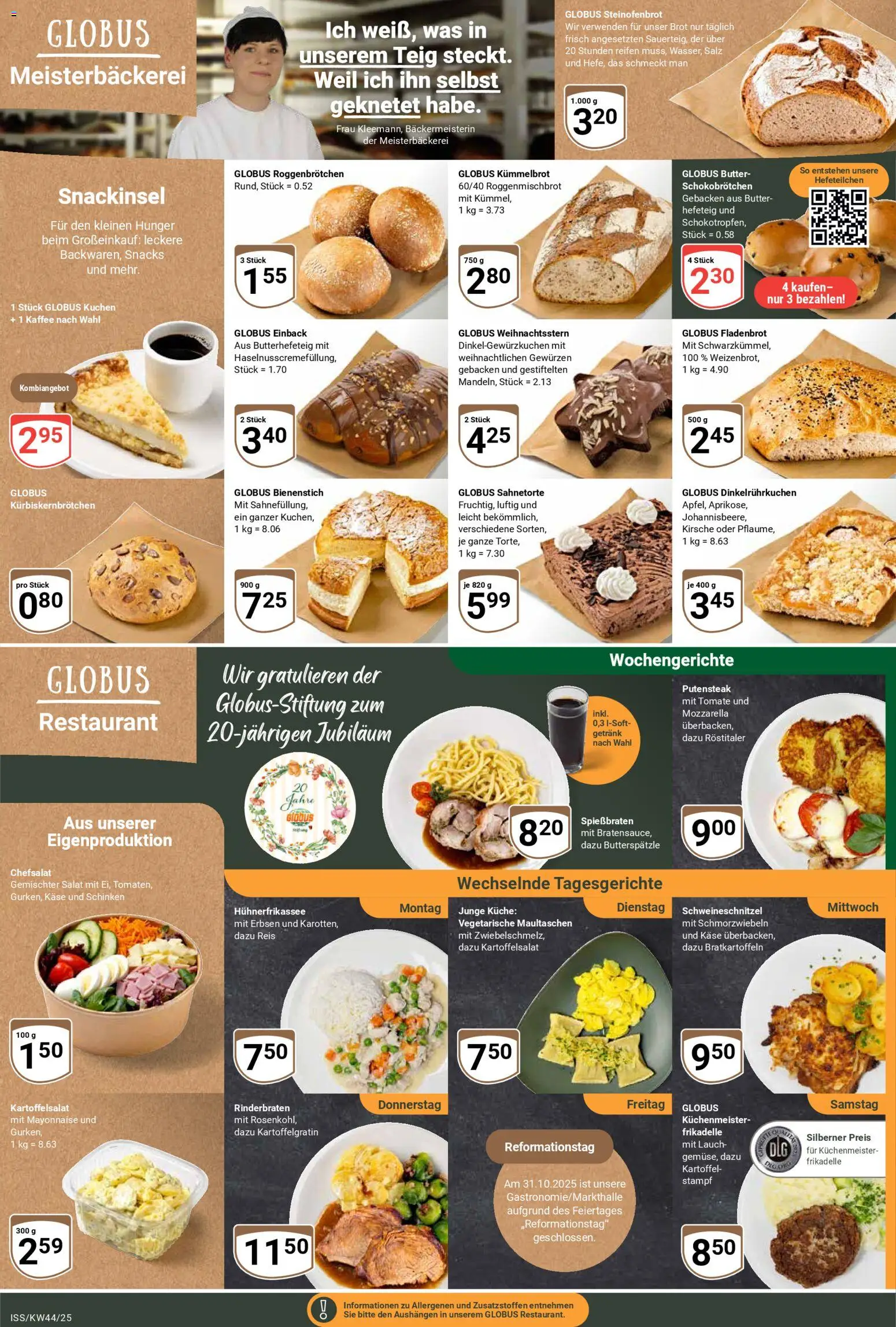 Globus Prospekt 	 – gültig ab 27.10.2025 | Seite: 7 | Produkte: Kaffee, Mozzarella, Schinken, Maultaschen