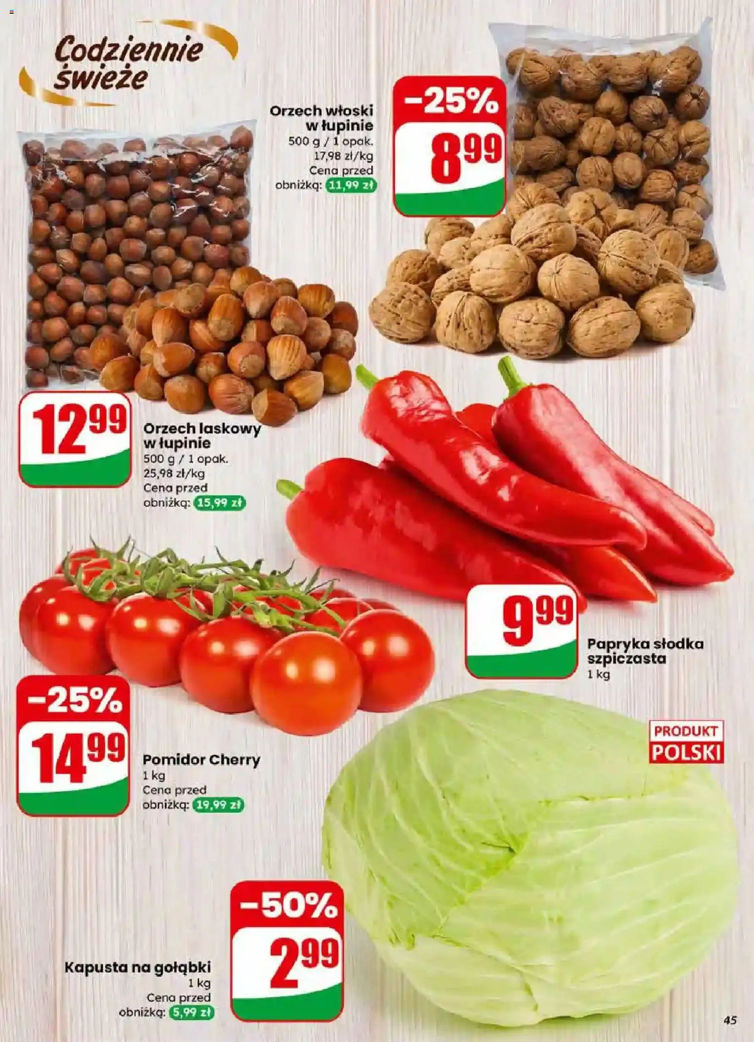Dino Gazetka od 17.12.2025 | Strona: 45 | Produkty: Kapusta, Papryka, Pomidor cherry