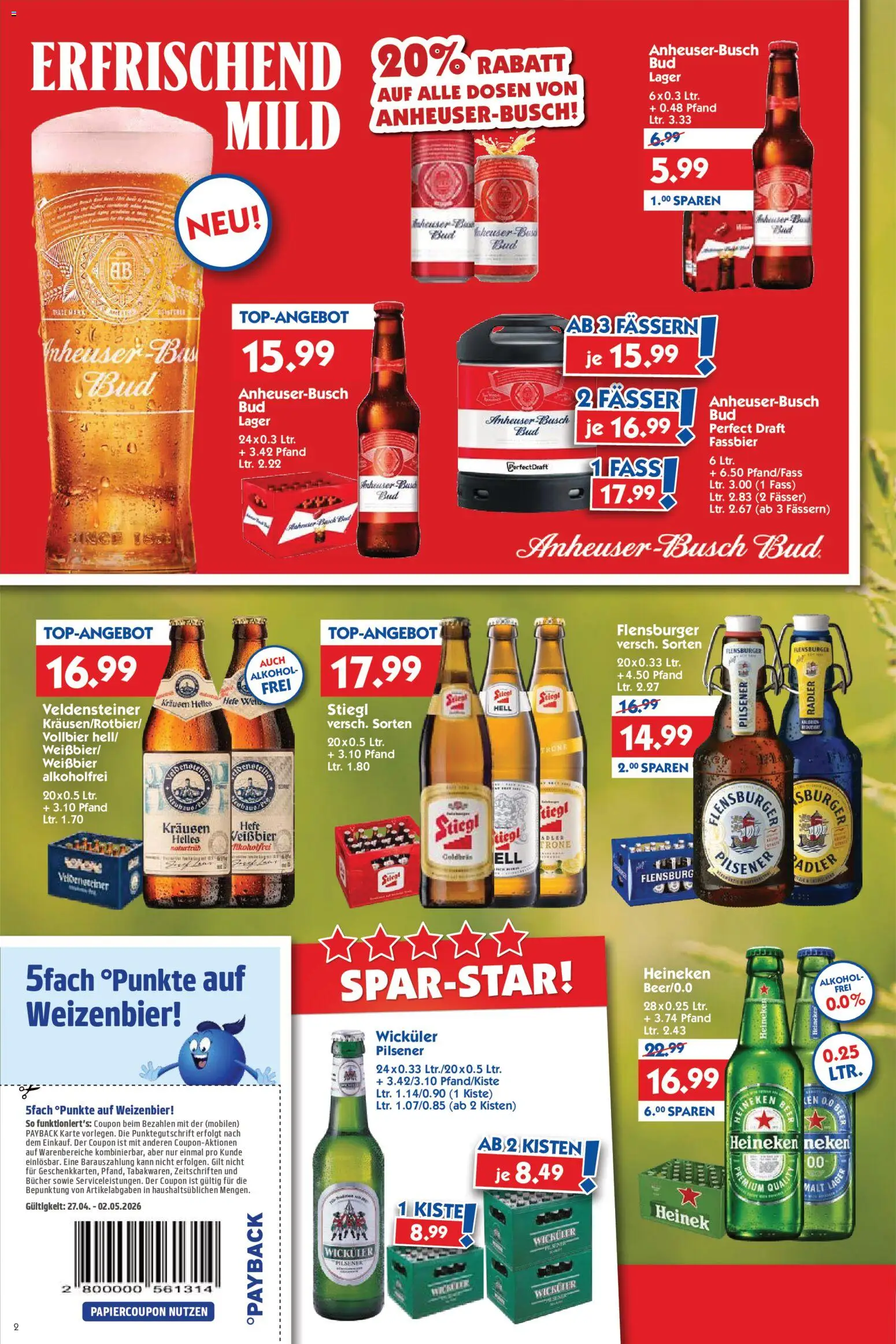 HOL’AB! Prospekt 	 – gültig ab 27.04.2026 | Seite: 2 | Produkte: Weißbier, Flensburger, Heineken, Radler