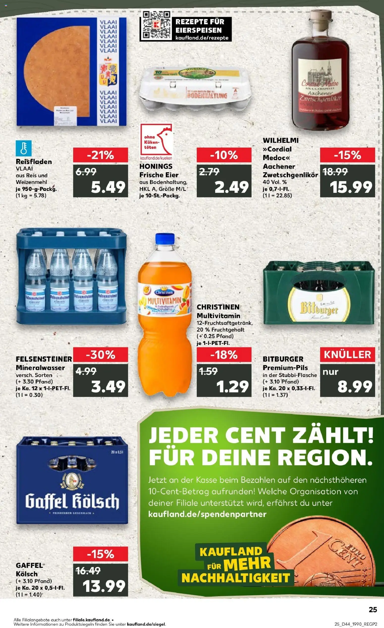 Kaufland prospekt Aachen	 – gültig ab 30.10.2025 | Seite: 25 | Produkte: Bitburger, Eier, Weizenmehl, Mineralwasser