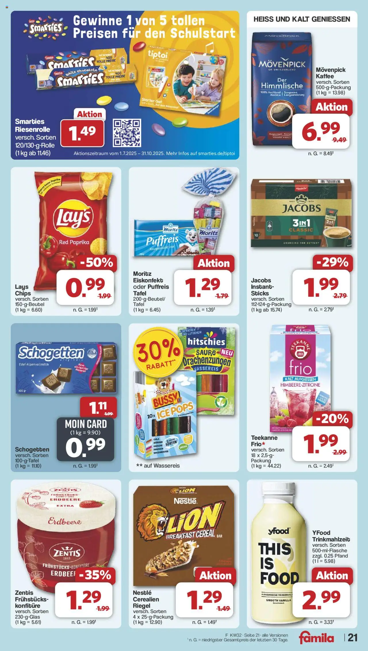 Famila Nordwest Prospekt 	 - gültig ab dem 03.08.2025 | Seite: 23 | Produkte: YFood, Zitrone, Pfirsich, Schogetten