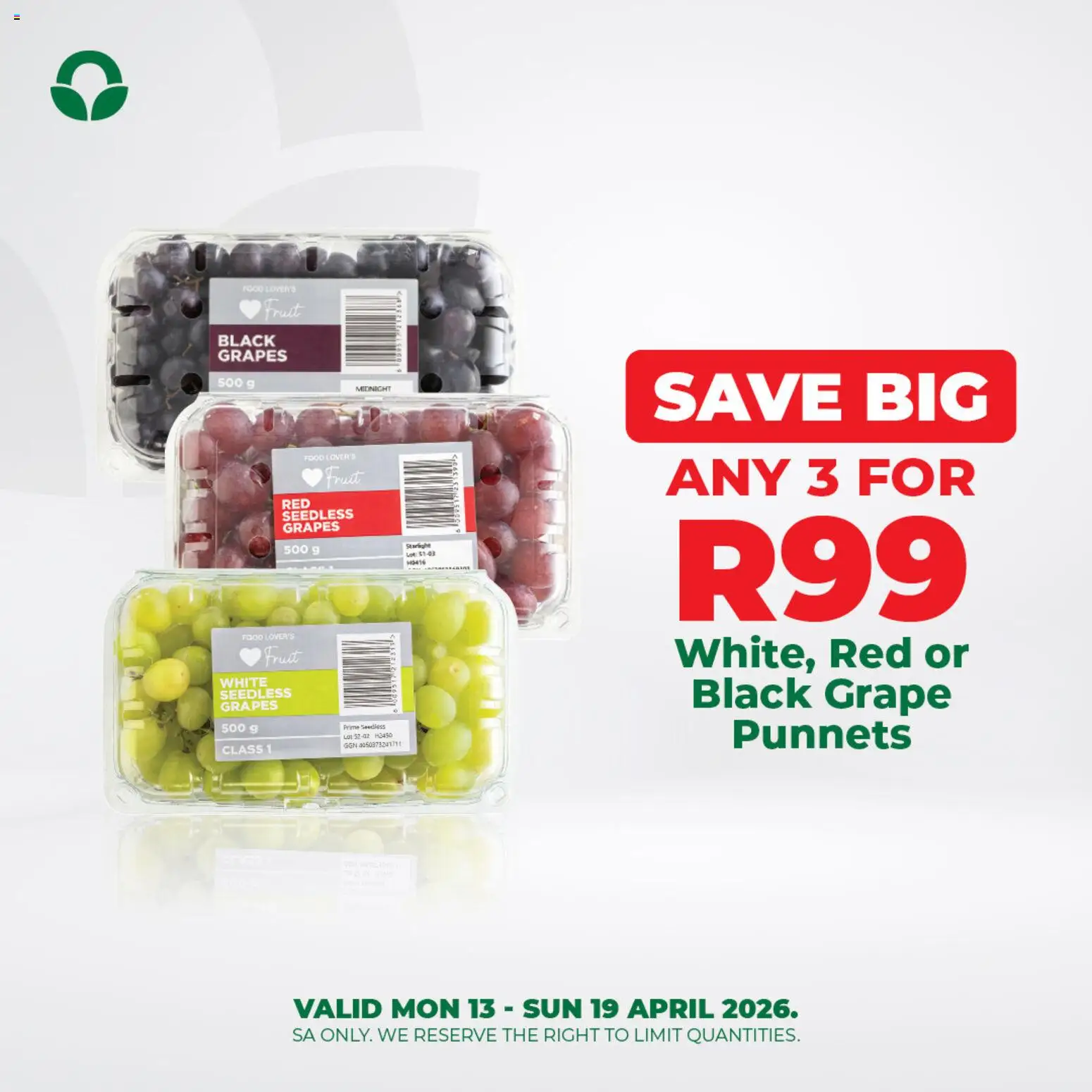 New Food Lover's Market catalogue – valid from 13.04.2026 | Page: 4 | Products: Fruit, Grapes