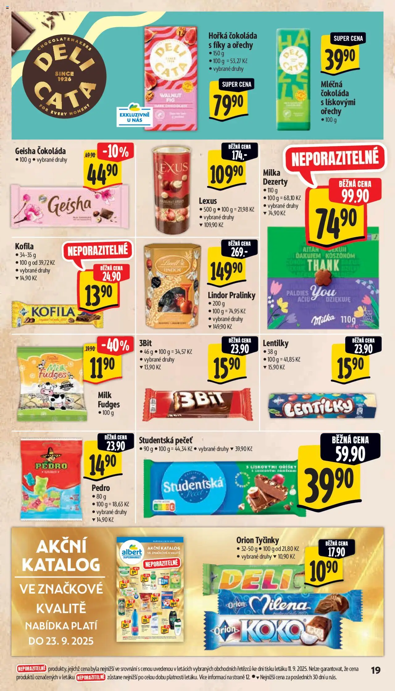 Albert leták - Supermarket od 17.09.2025 | Strana: 27 | Produkty: Čokoláda, Ořechy, Tyčinky, Lentilky