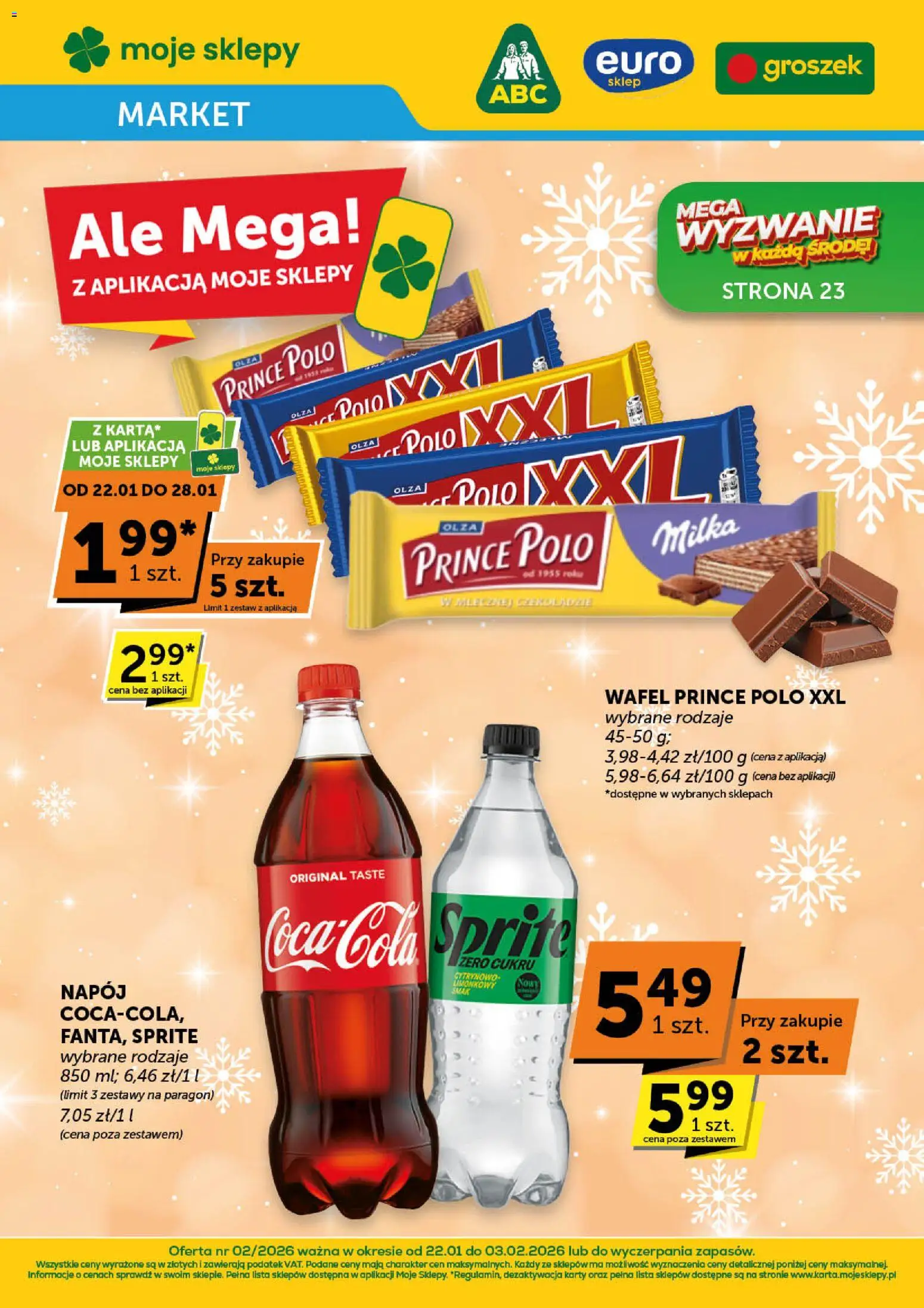 Groszek Gazetka - Market od 22.01.2026 | Strona: 1 | Produkty: Groszek, Prince polo xxl, Sprite, Milka