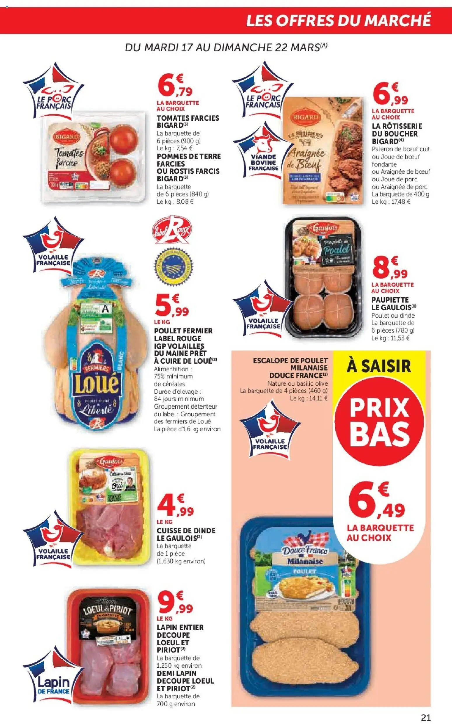 {H1} | Page: 21 | Produits: Lapin, Cuisse de dinde, Viande, Pommes de terre