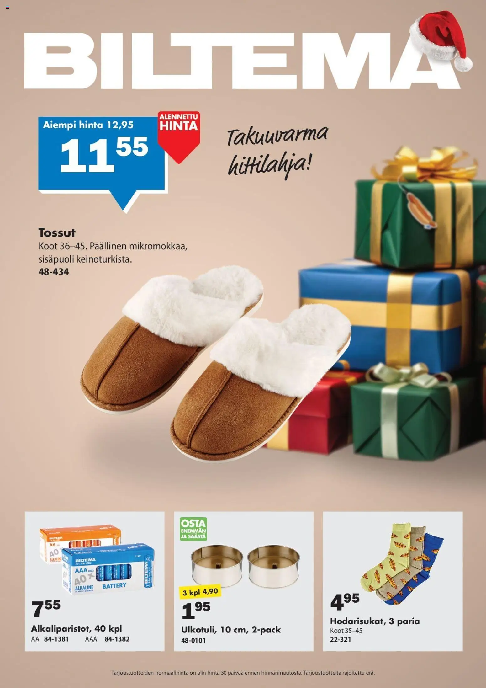 Biltema tarjoukset – voimassa 10.12.2025 alkaen | Sivu: 1 | Tuotteet: Tossut