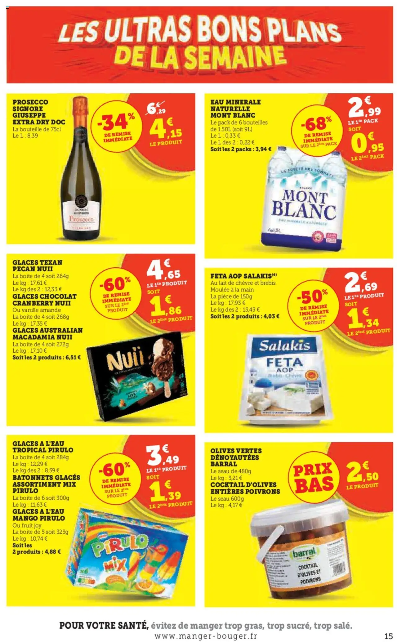  | Page: 15 | Produits: Amande, Olives, Eau minérale naturelle, Chocolat