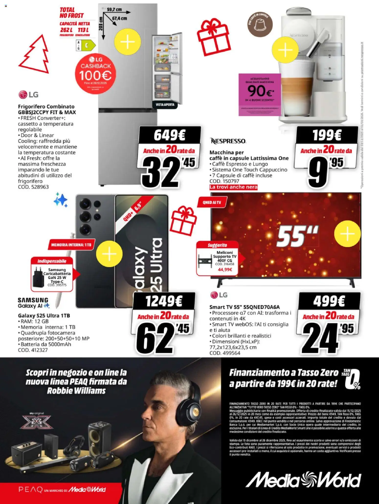 Volantino Media World del 15.12.2025 | Pagina: 36 | Prodotti: smart TV, TV, Frigorifero, Batteria