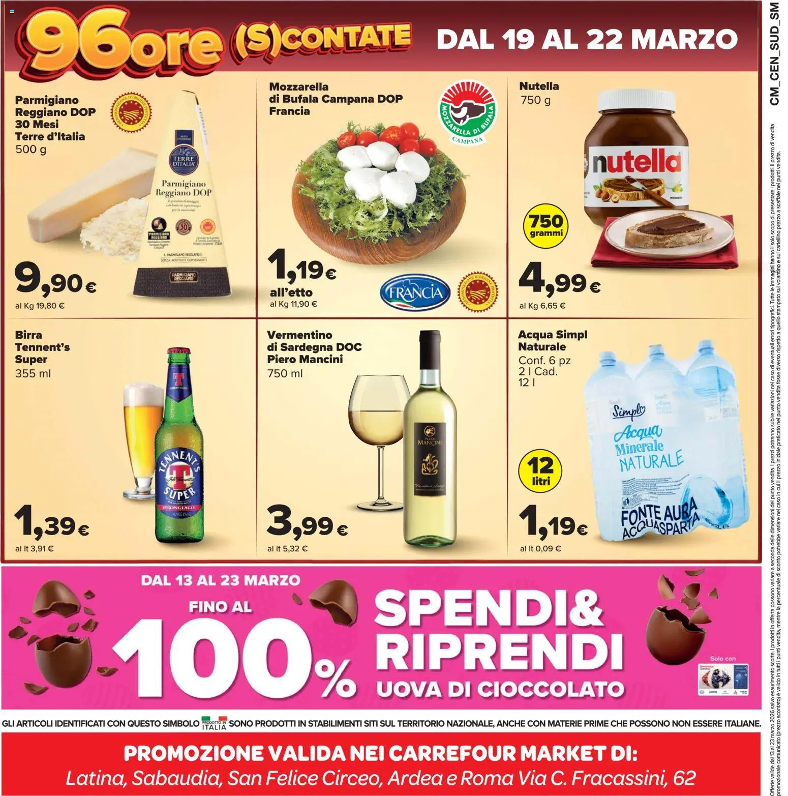 Volantino Carrefour del 13.03.2026 | Pagina: 16 | Prodotti: Birra, Acqua, Mozzarella, Nutella