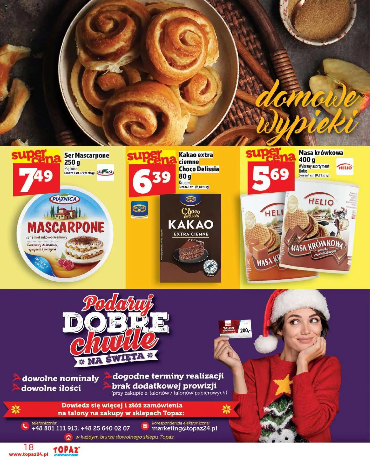 Topaz Gazetka - Express od 06.11.2025 | Strona: 18 | Produkty: Kakao, Mascarpone, Ser, Ser mascarpone