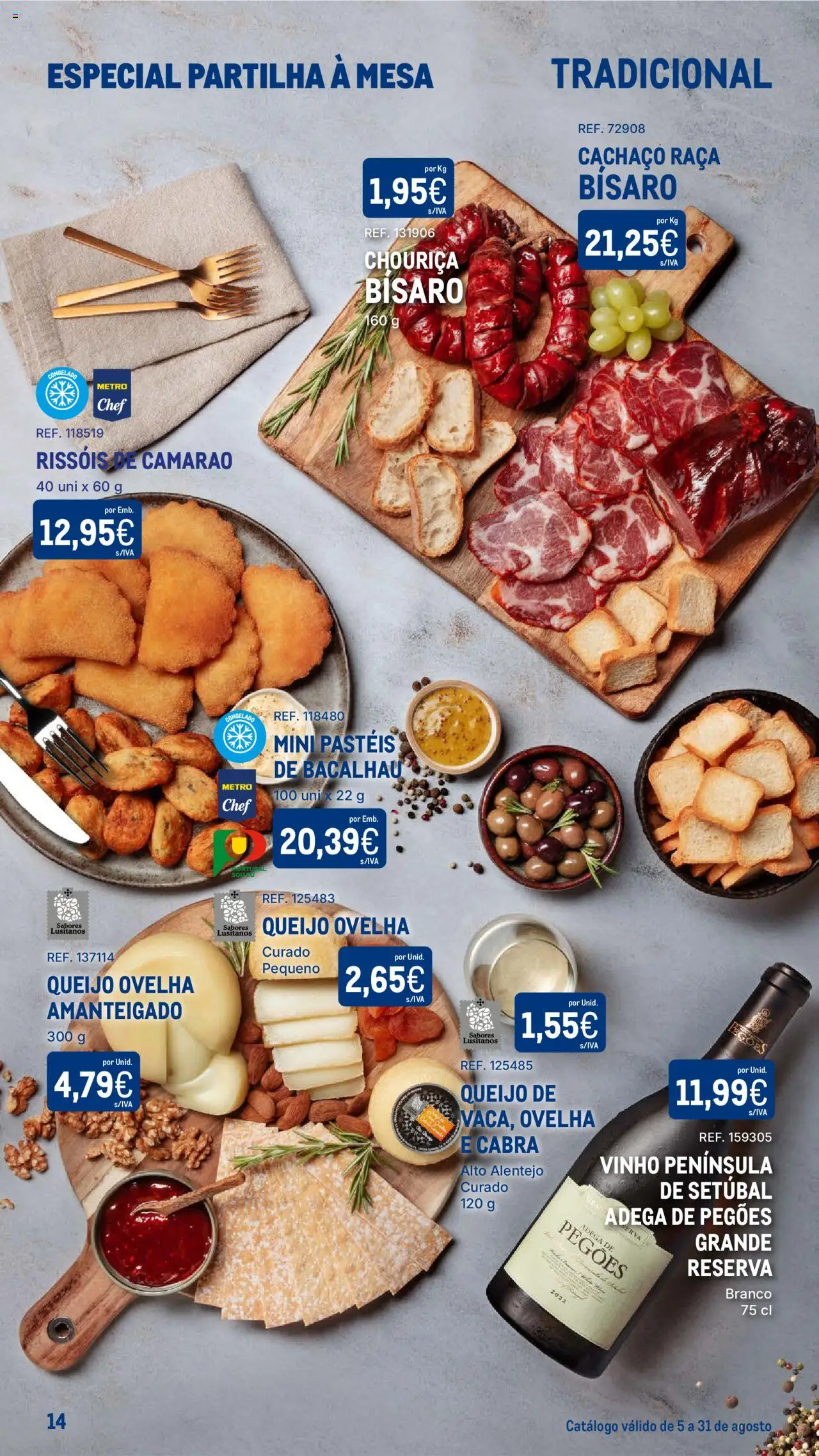 Makro - Especial Partilha à Mesa │ válido de 05.08.2025 | Página: 14 | Produtos: Bacalhau, Camarão, Mesa, Vinho