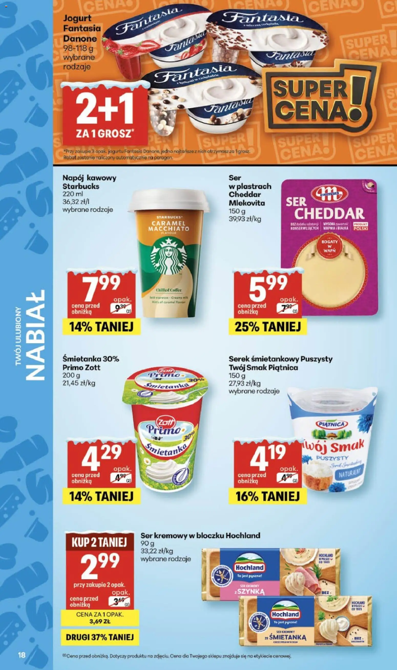 Delikatesy Centrum Gazetka od 22.01.2026 | Strona: 18 | Produkty: Serek, Ser, Jogurt, Cheddar