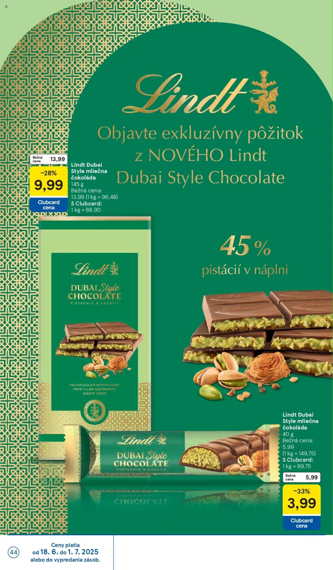 Tesco Hypermarket - leták │ platný od 18.06.2025 | Strana: 44 | Produkty: Lindt, Čokoláda