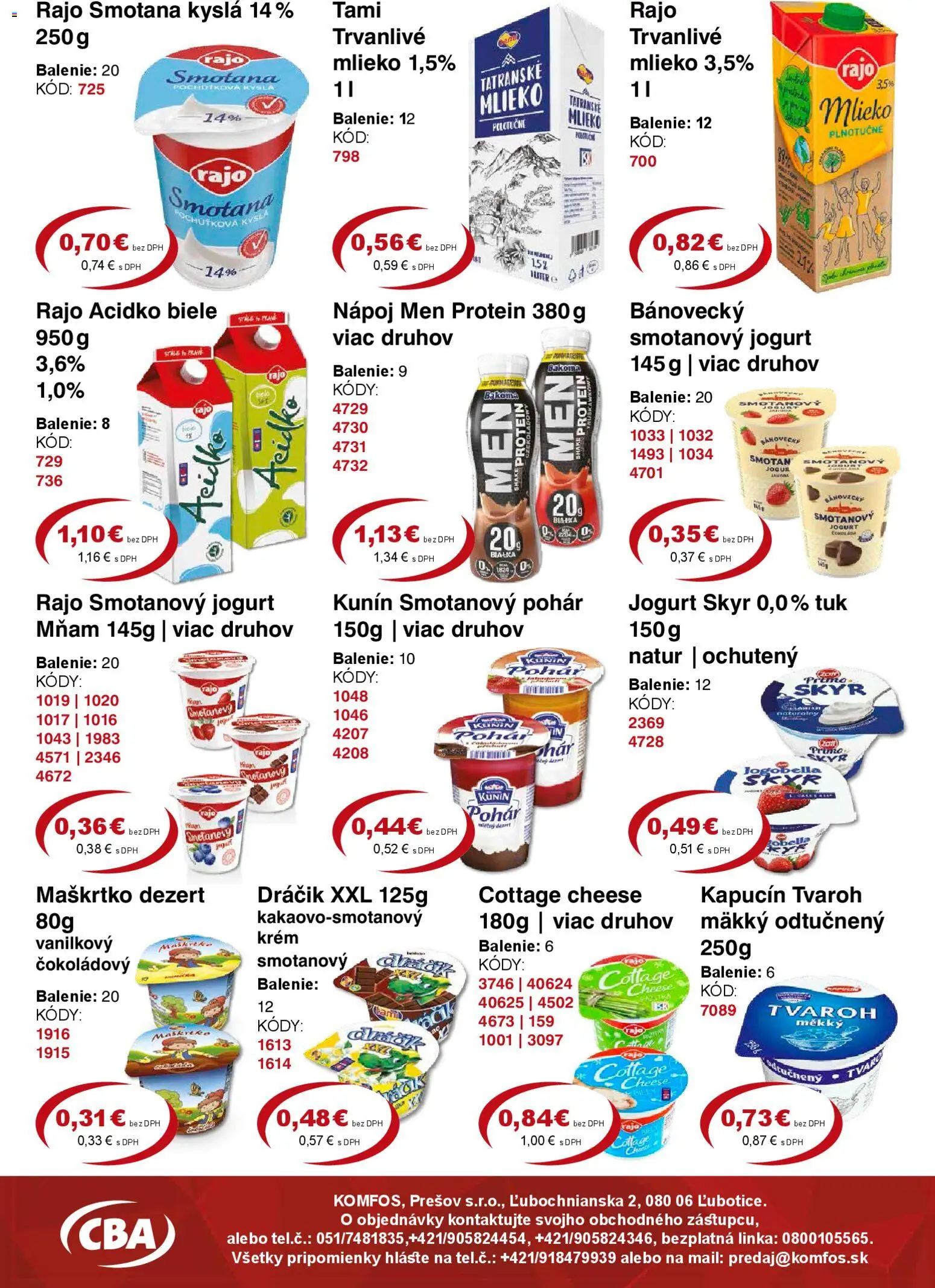 Nové CBA Komfos akcie – leták je platný od 27.03.2026 | Strana: 2 | Produkty: Jogurt, Čokoláda, Krém, Acidko
