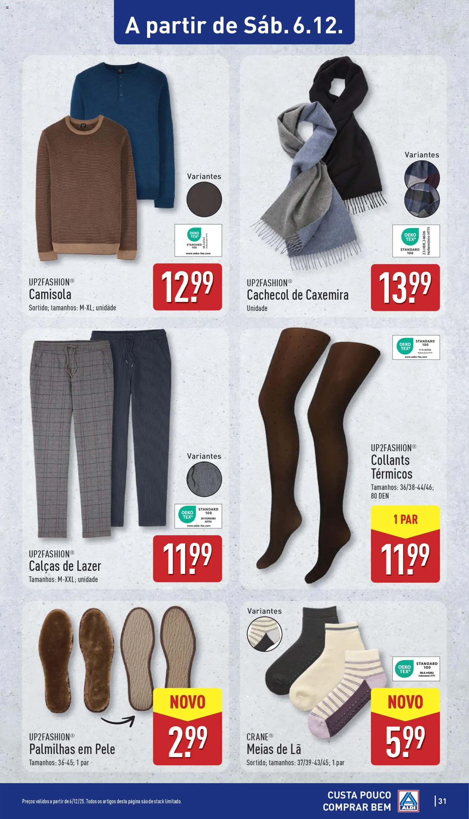 Aldi folheto │ válido de 01.12.2025 | Página: 31 | Produtos: Cachecol, Palmilhas, Calças, Collants