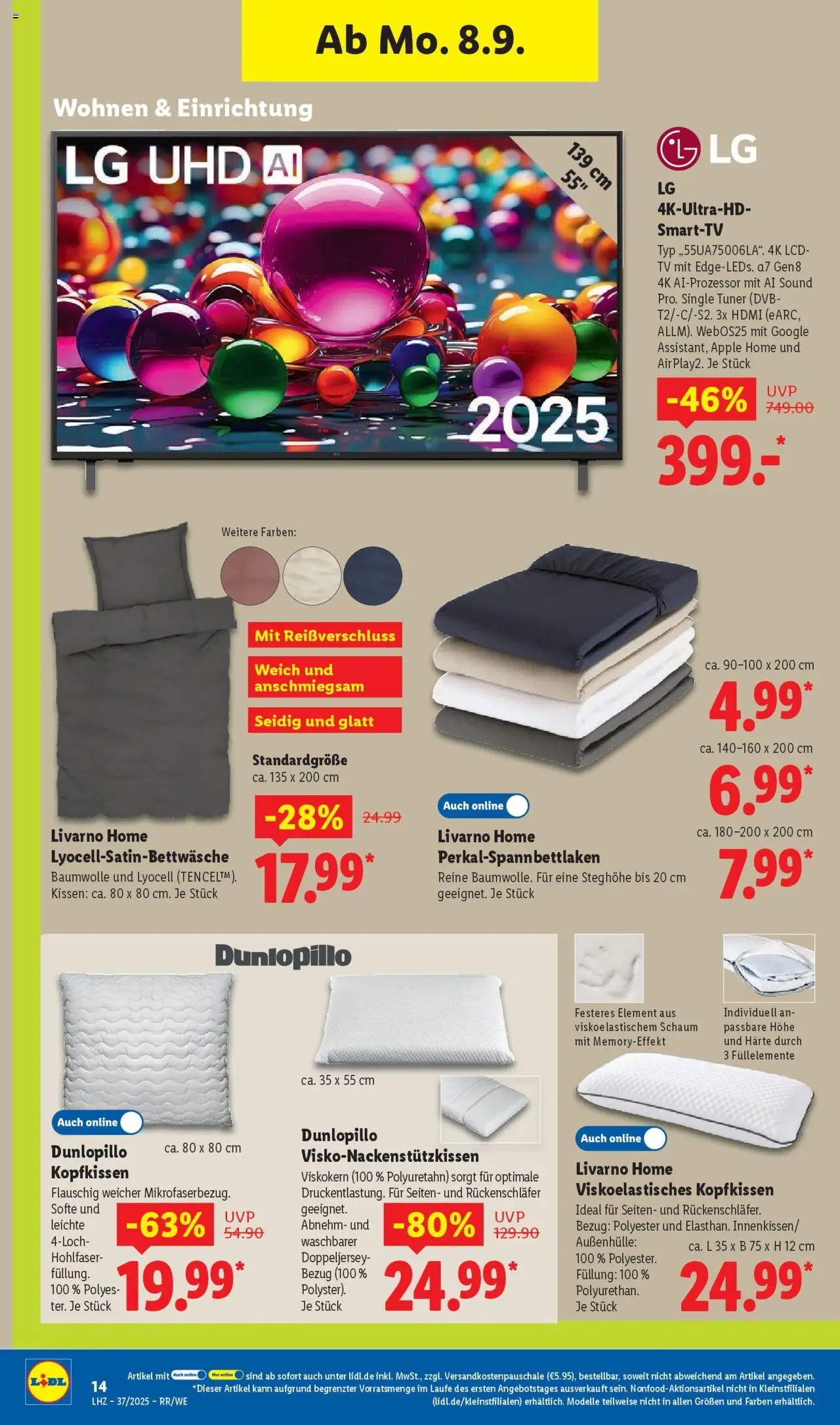 Lidl Prospekt Trier-West	 - gültig ab dem 08.09.2025 | Seite: 22 | Produkte: LG, Kissen, Apple, TV