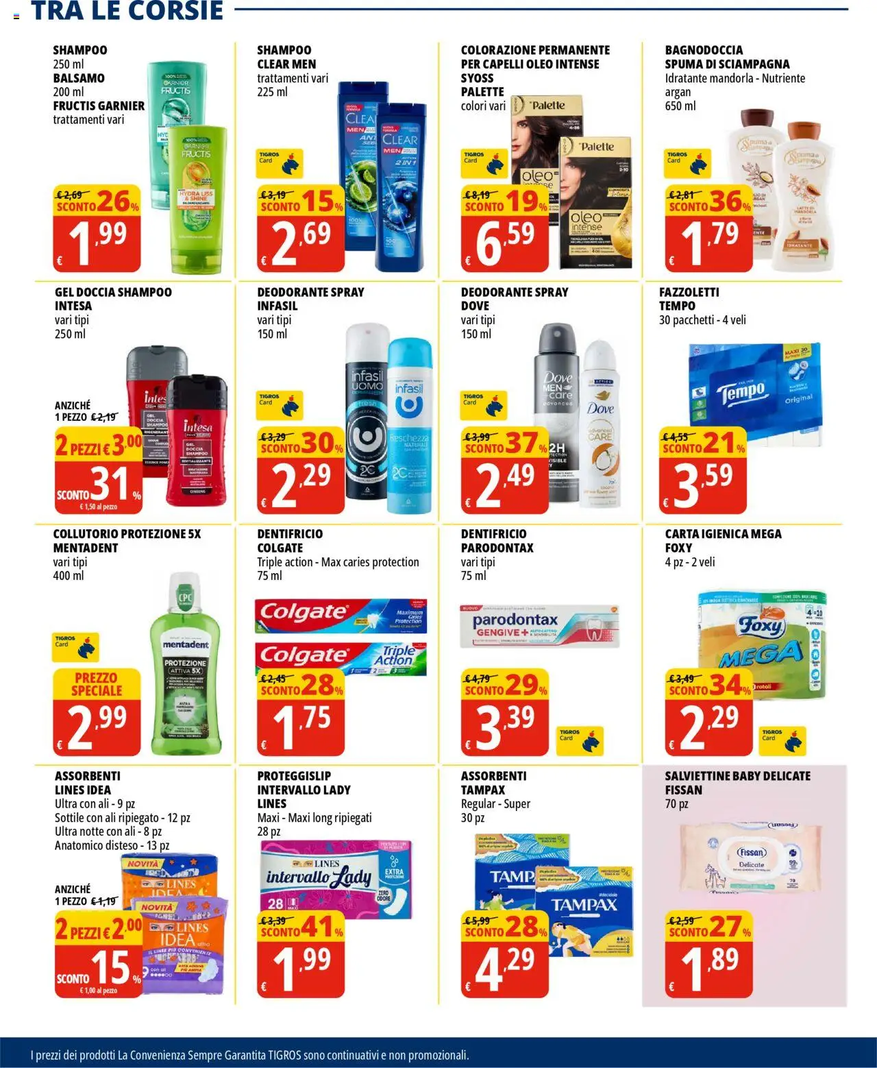 Volantino Tigros del 19.08.2025 | Pagina: 19 | Prodotti: Shampoo, Deodorante, Collutorio, Fazzoletti