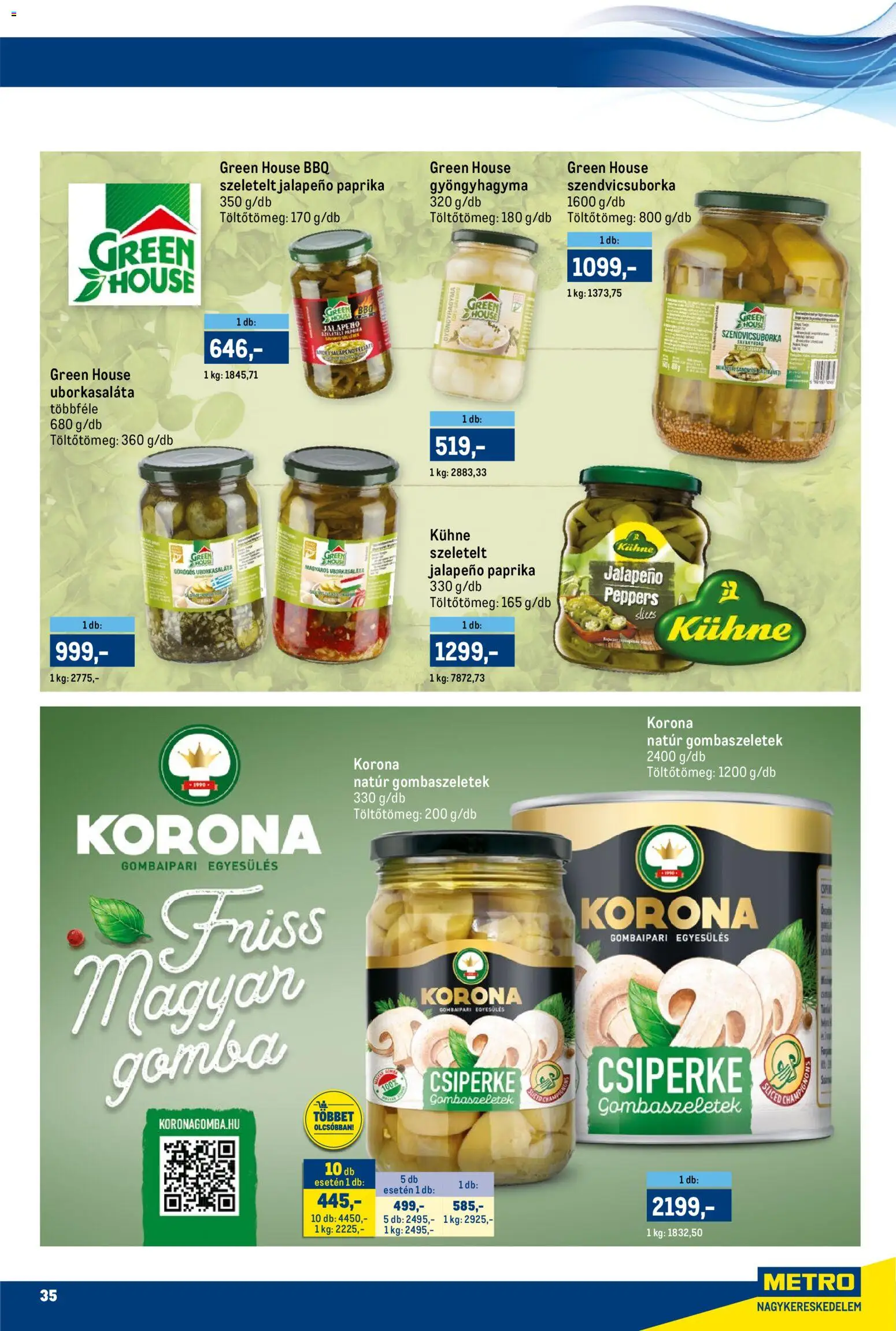Metro akciós ujság - amely érvényes a következő dátumtól: 15.11.2025 | Oldal: 35 | Termékek: Gomba, Gyöngyhagyma, Jalapeno
