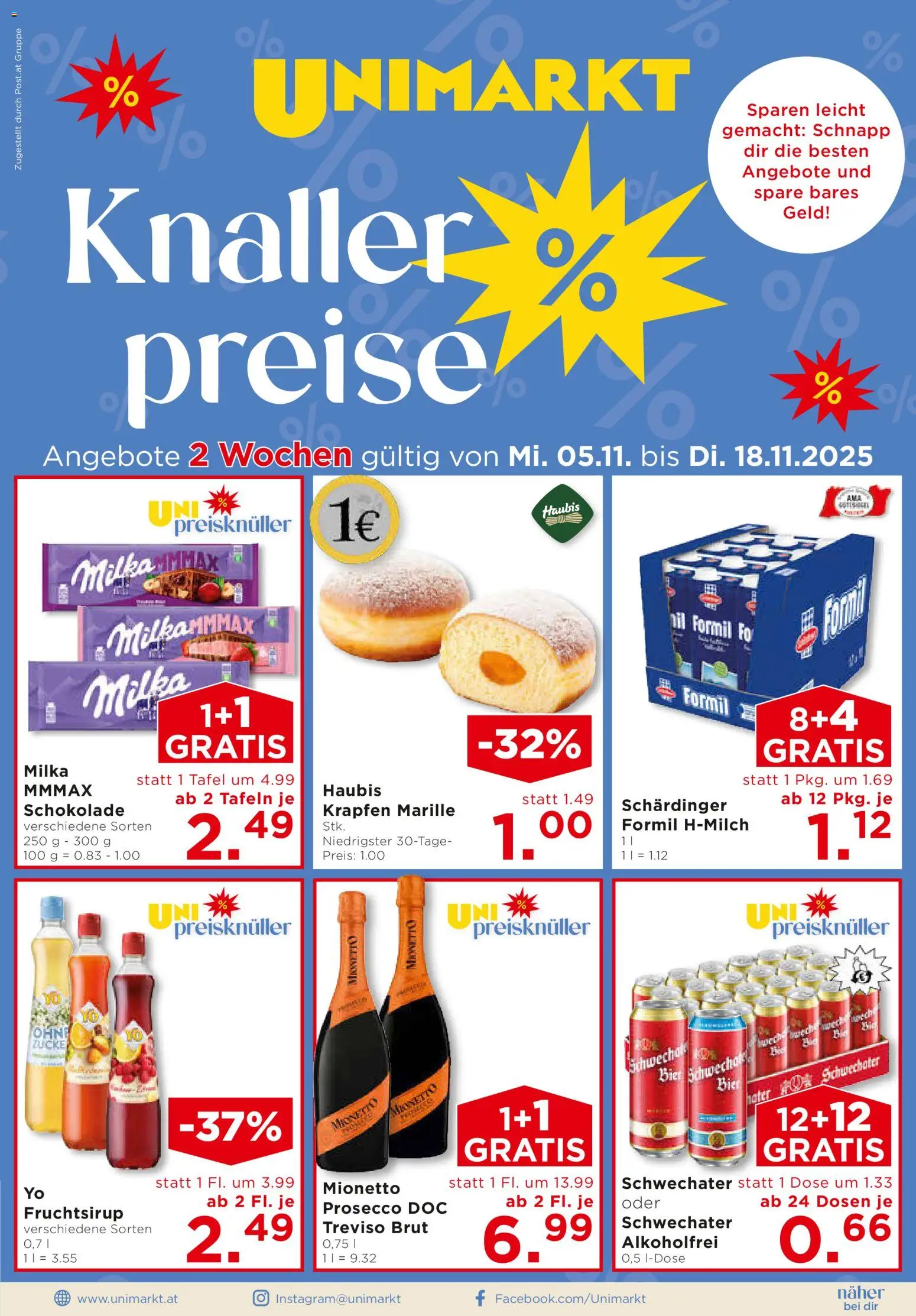 Unimarkt Flugblatt gültig ab 05.11.2025 | Seite: 1 | Produkte: Schokolade