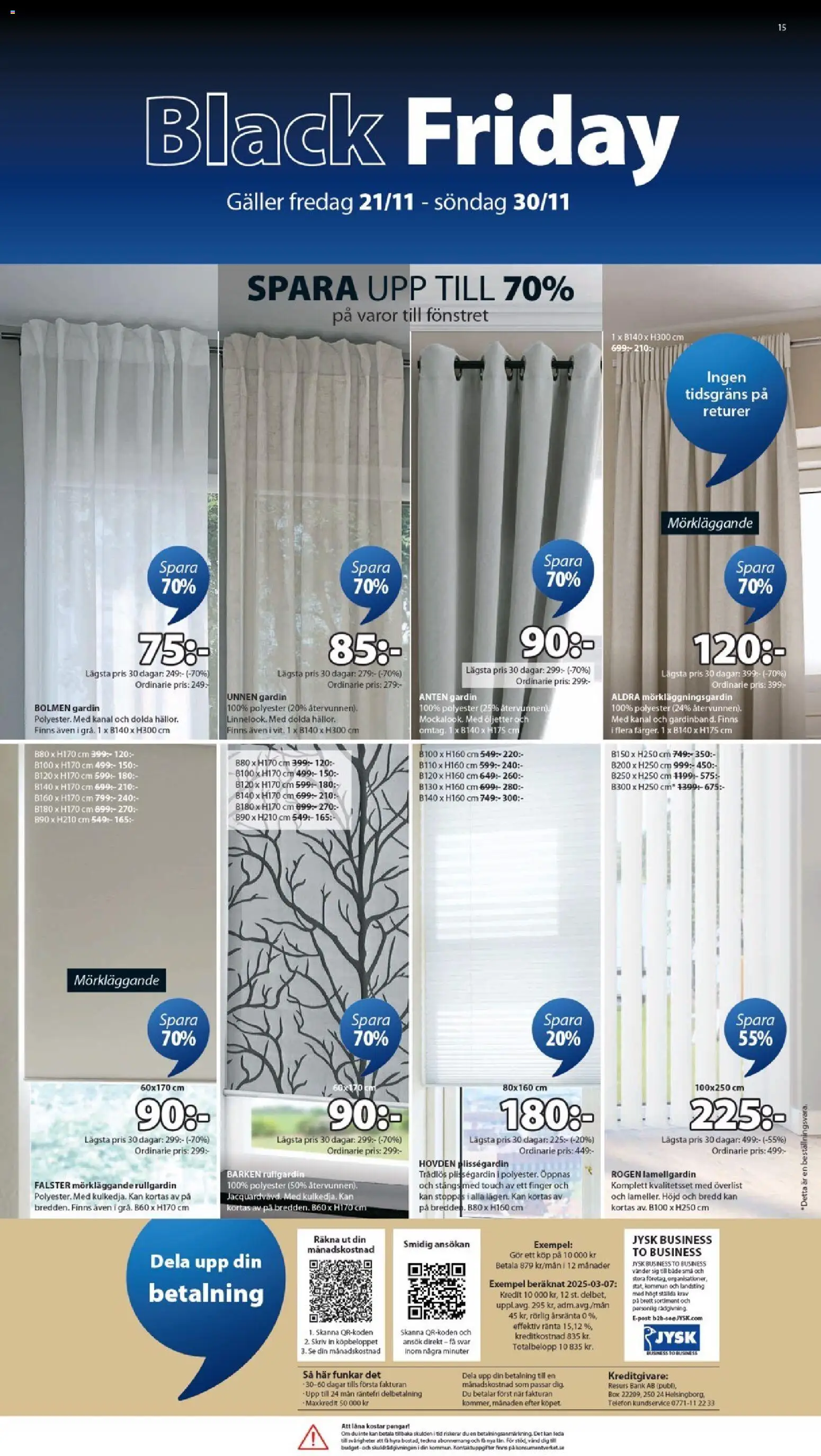 JYSK reklamblad aktuell från 21.11.2025 | Sida: 15 | Produkter: Bänk, Rullgardin, Galler, Telefon