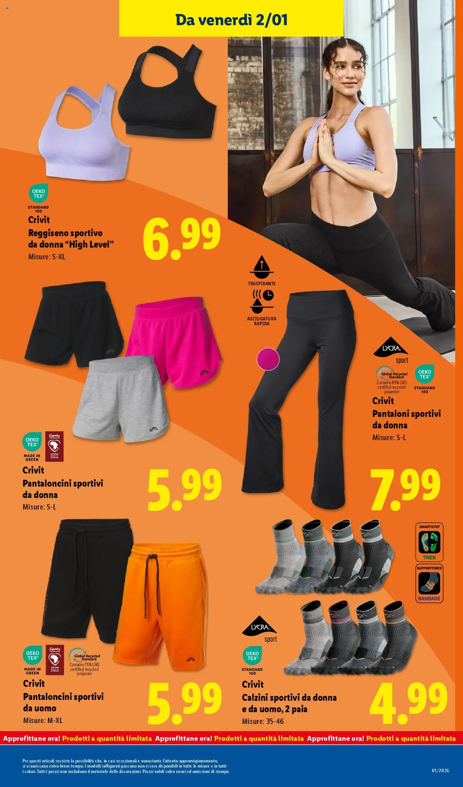 Volantino Lidl del 29.12.2025 | Pagina: 39 | Prodotti: Pantaloni, Pantaloncini, Reggiseno, Calzini