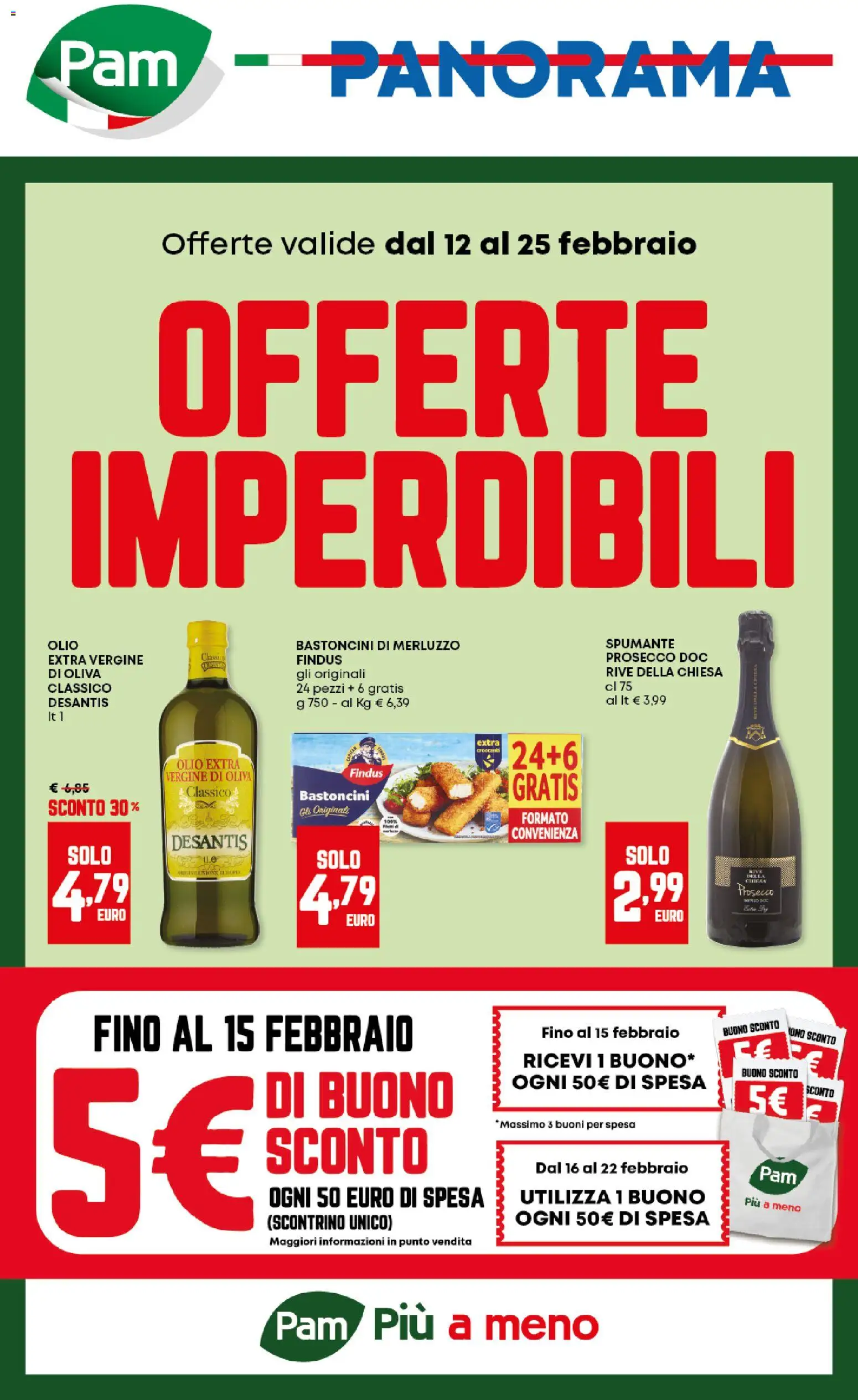 Volantino Panorama del 12.02.2026 | Pagina: 1 | Prodotti: Merluzzo, Prosecco, Olio, Olio extra vergine
