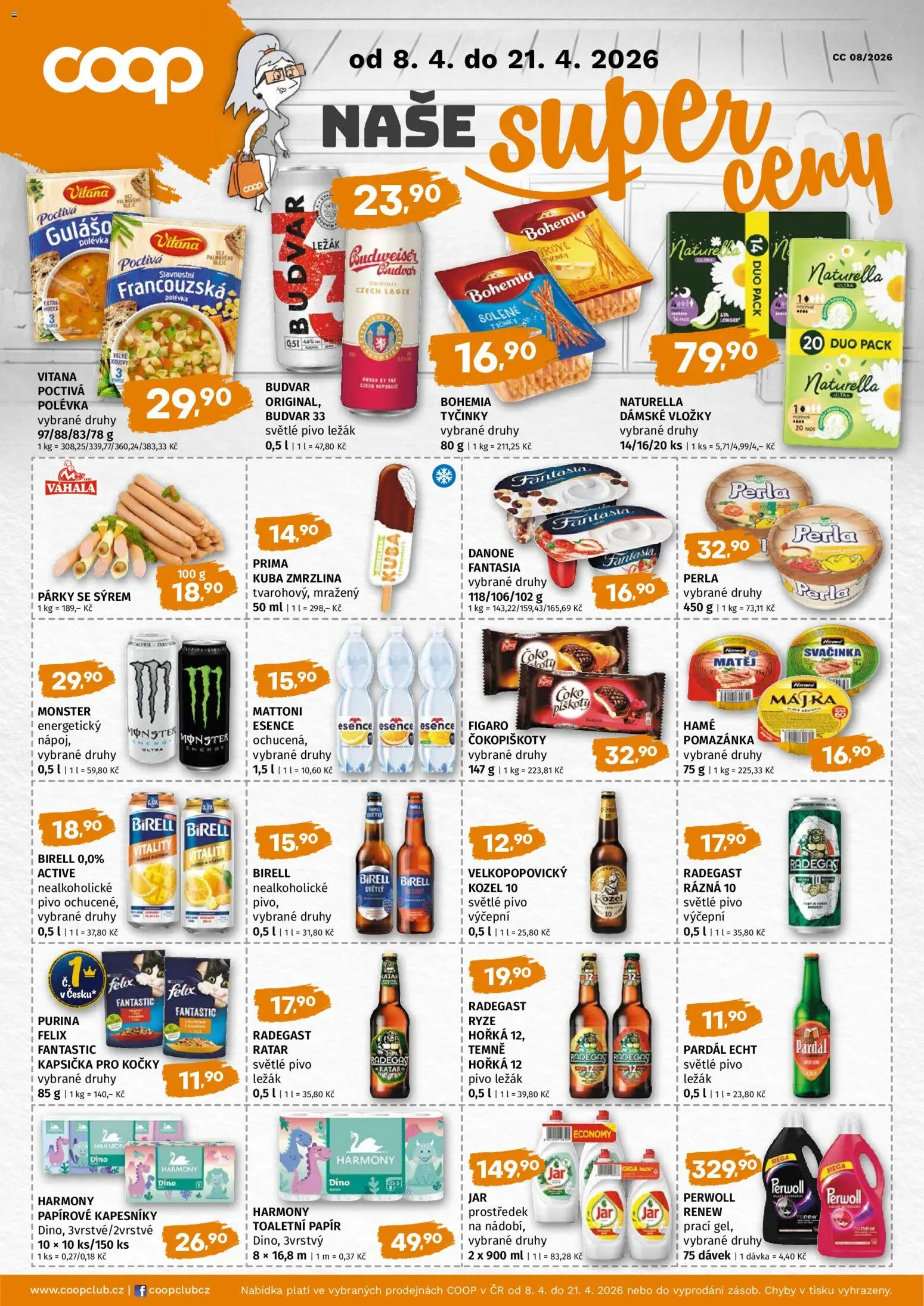 Terno leták - COOP naše super ceny od 08.04.2026 | Strana: 1 | Produkty: Pardál, Párky, Fanta, Perwoll