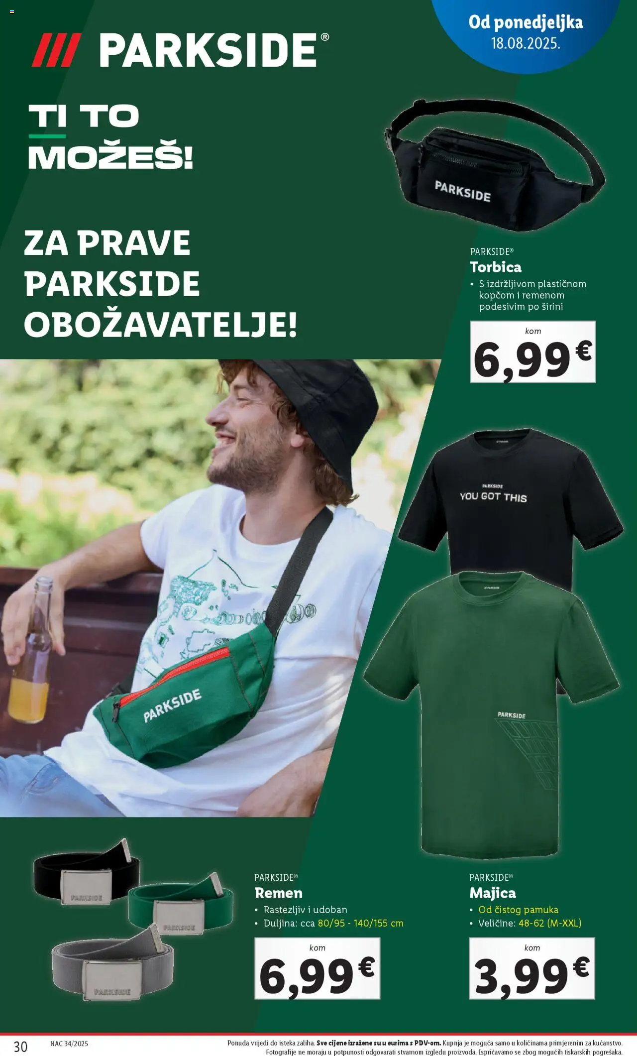 Lidl katalog | vrijedi od 18.08.2025 | Stranica: 30 | Proizvodi: Majica, Torbica, Parkside
