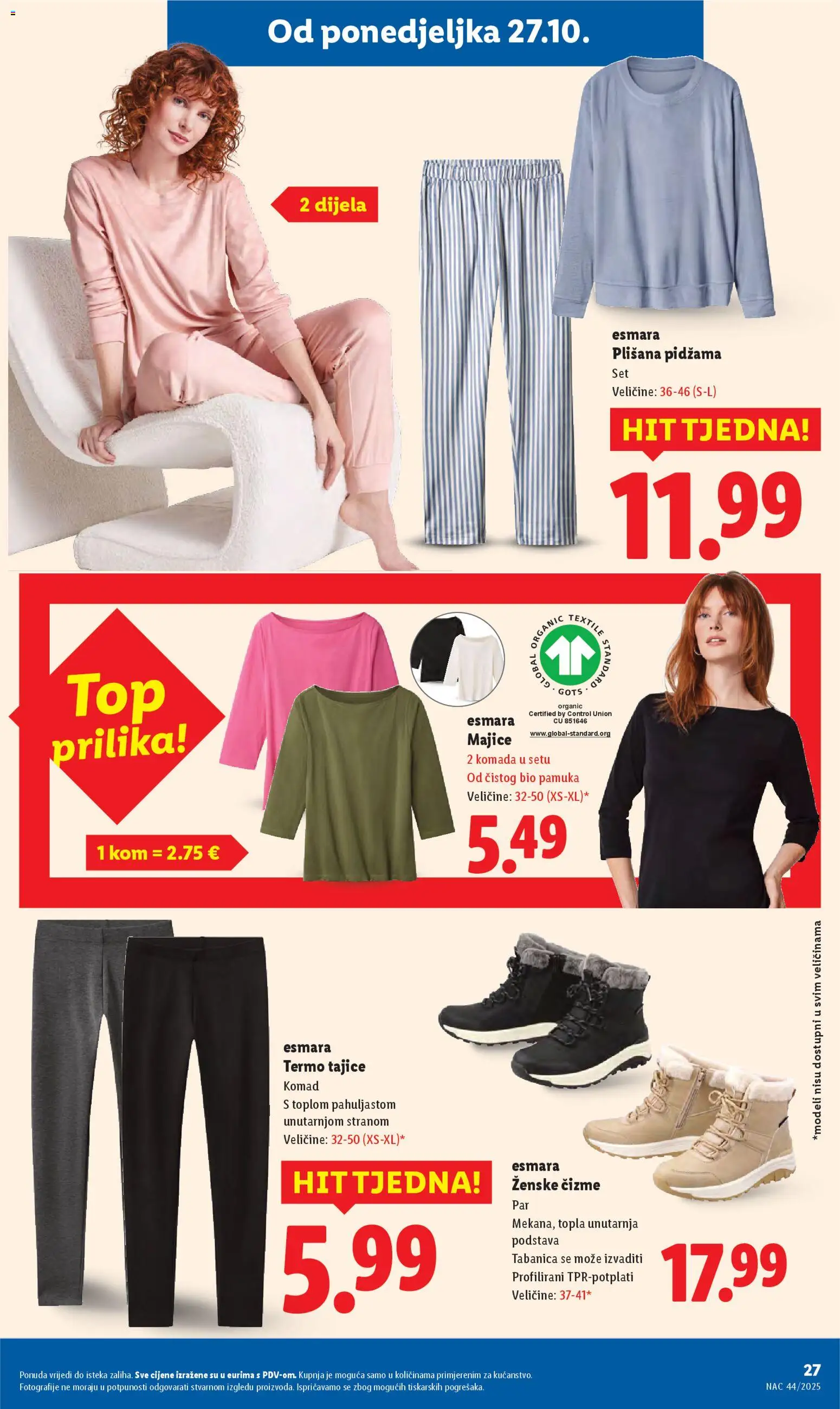 Lidl katalog | vrijedi od 27.10.2025 | Stranica: 27 | Proizvodi: Pidžama, Tajice, Čizme