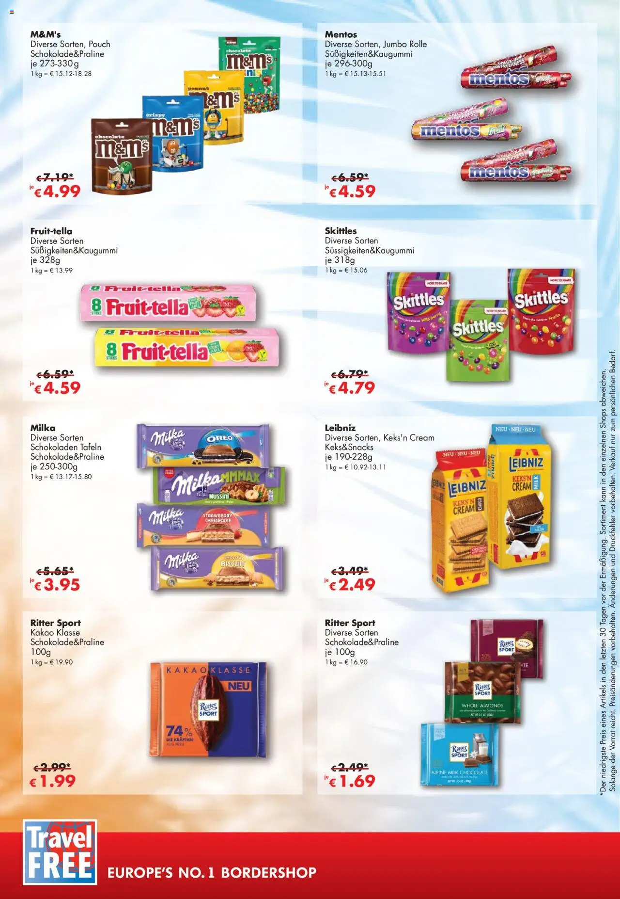 Travel Free Angebote - gültig ab dem 01.08.2025 | Seite: 3 | Produkte: Ritter sport, M&M's, Milka