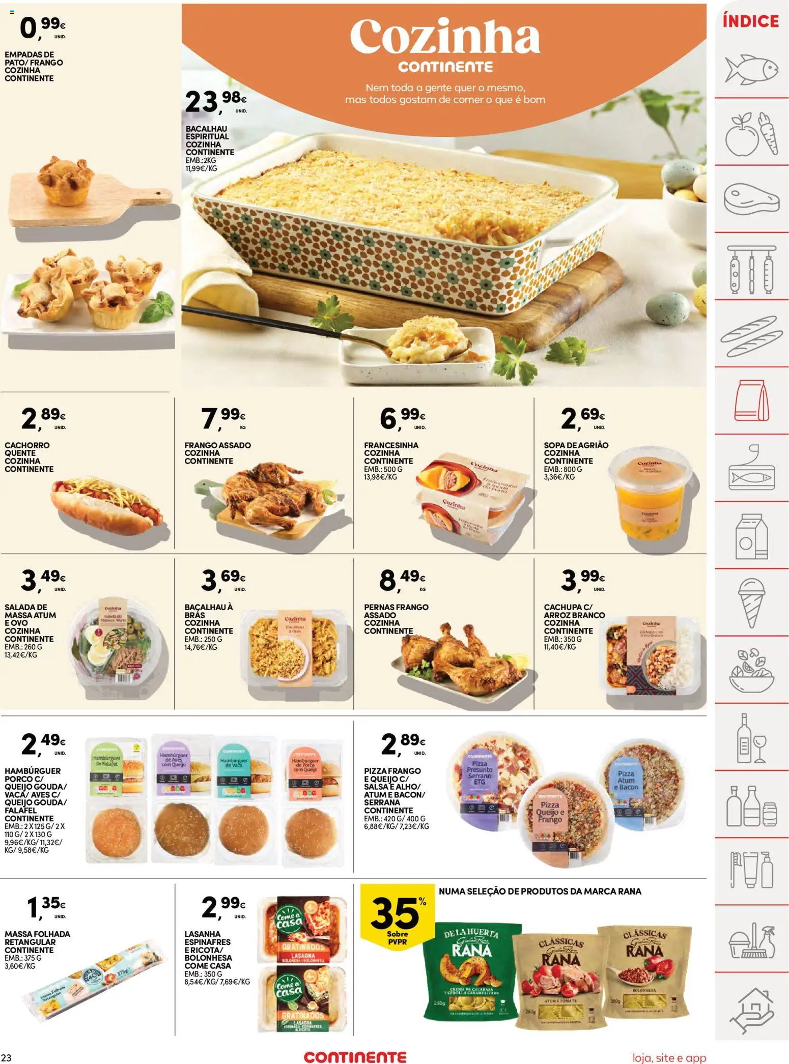 Continente Semanal Continente Bom Dia │ válido de 24.03.2026 | Página: 23 | Produtos: Massa folhada, Bacon, Puff, Arroz