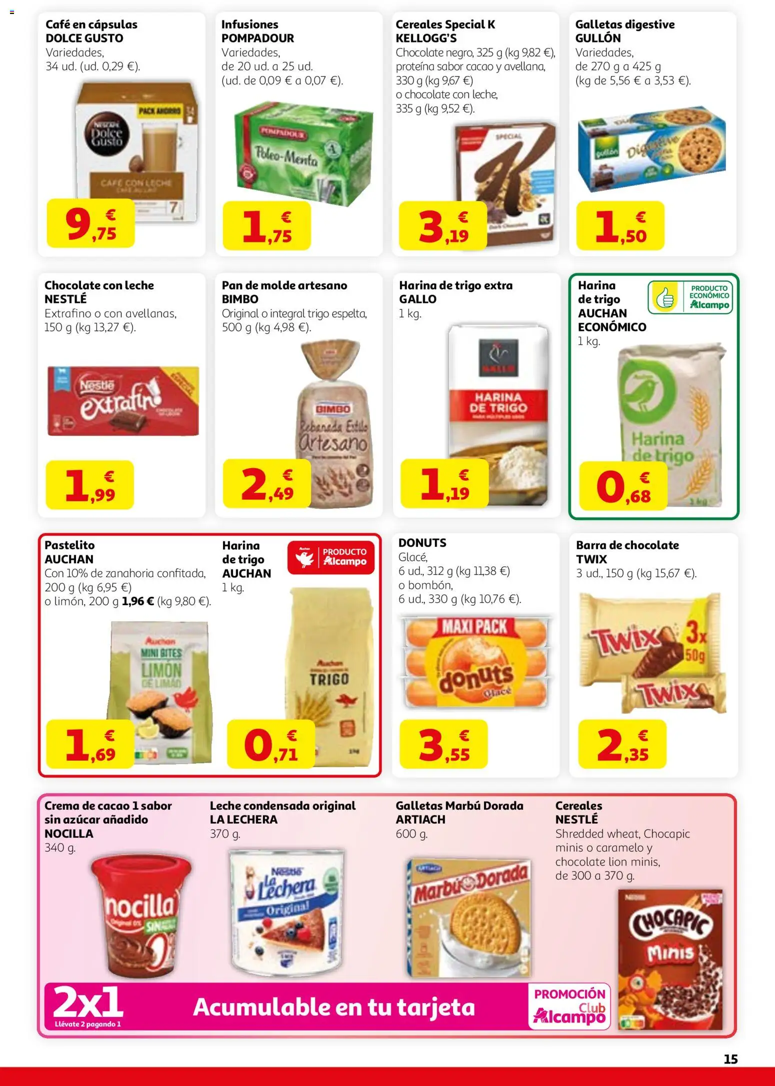 Alcampo HG Nacional │ válido desde el 12.03.2026 | Página: 15 | Productos: Leche, Cereales, Φαρίνα, Chocolate con leche