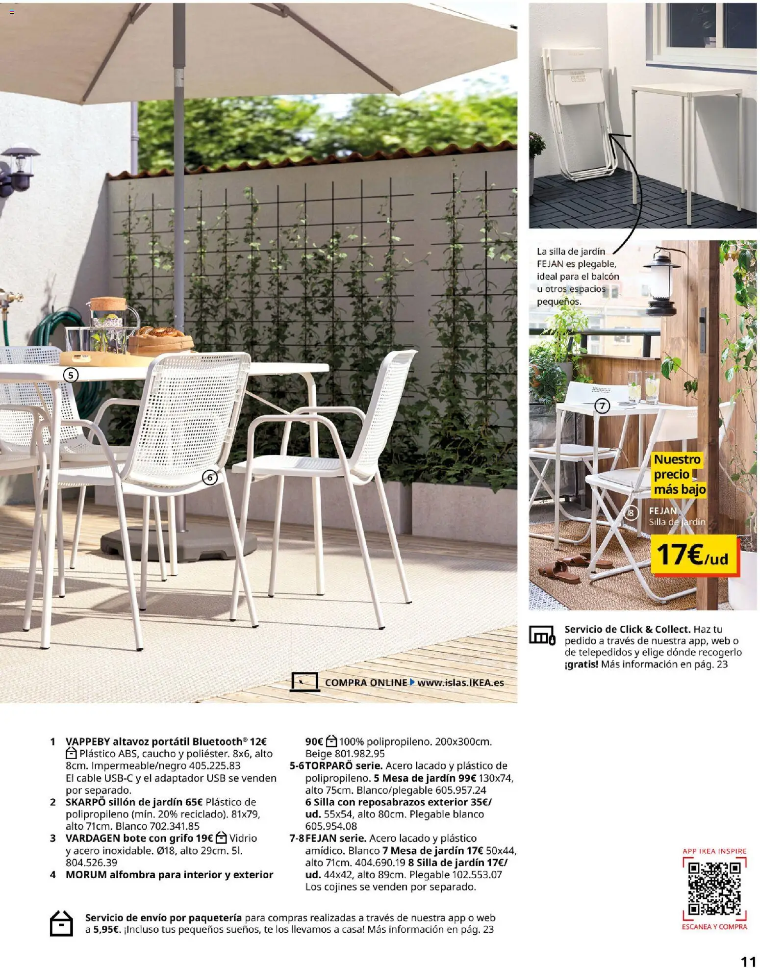 Catálogo IKEA Muebles de exterior │ válido desde el 10.12.2025 | Página: 11 | Productos: Té, Altavoz, USB, Alfombra