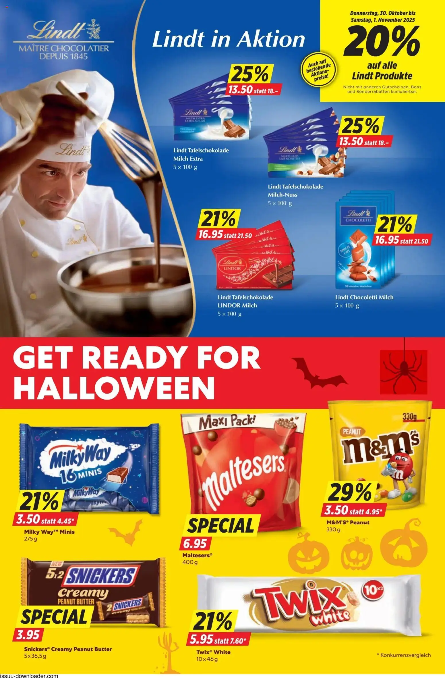 Denner Aktionen – gültig ab 28.10.2025 | Seite: 16 | Produkte: Snickers, Twix, Milch, Butter